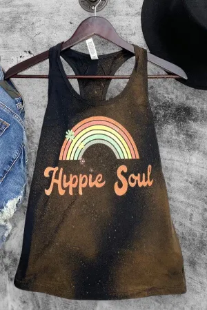 BC BL TANK HIPPIE SOUL - BLACK BLEACHED