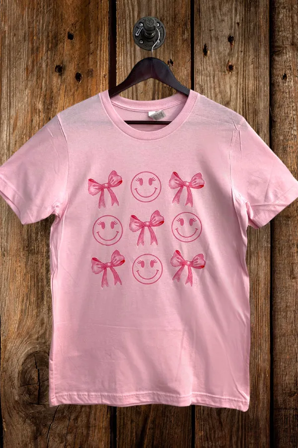 BC DTF SMILEY BOWS  - PINK