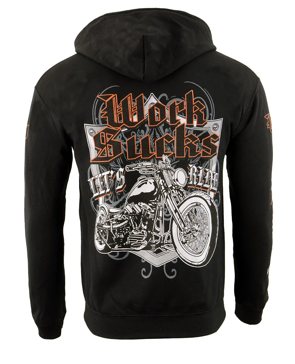 Biker Clothing Co. BCC118004 Men's Black 'Work Sucks-Lets Ride'