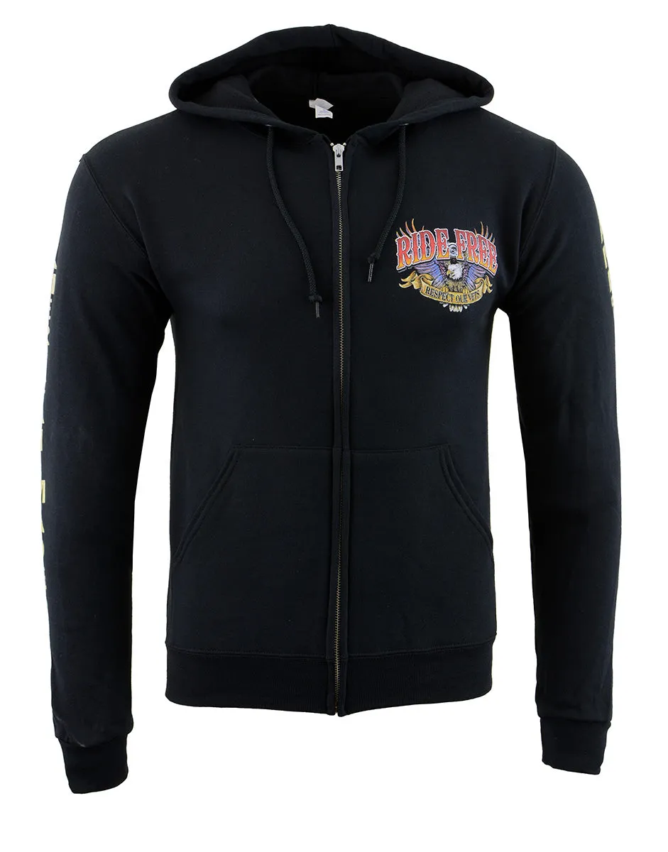 Biker Clothing Co. BCC118005 Men's Black 'Ride Free, American Made' Motorcycle Hoodie