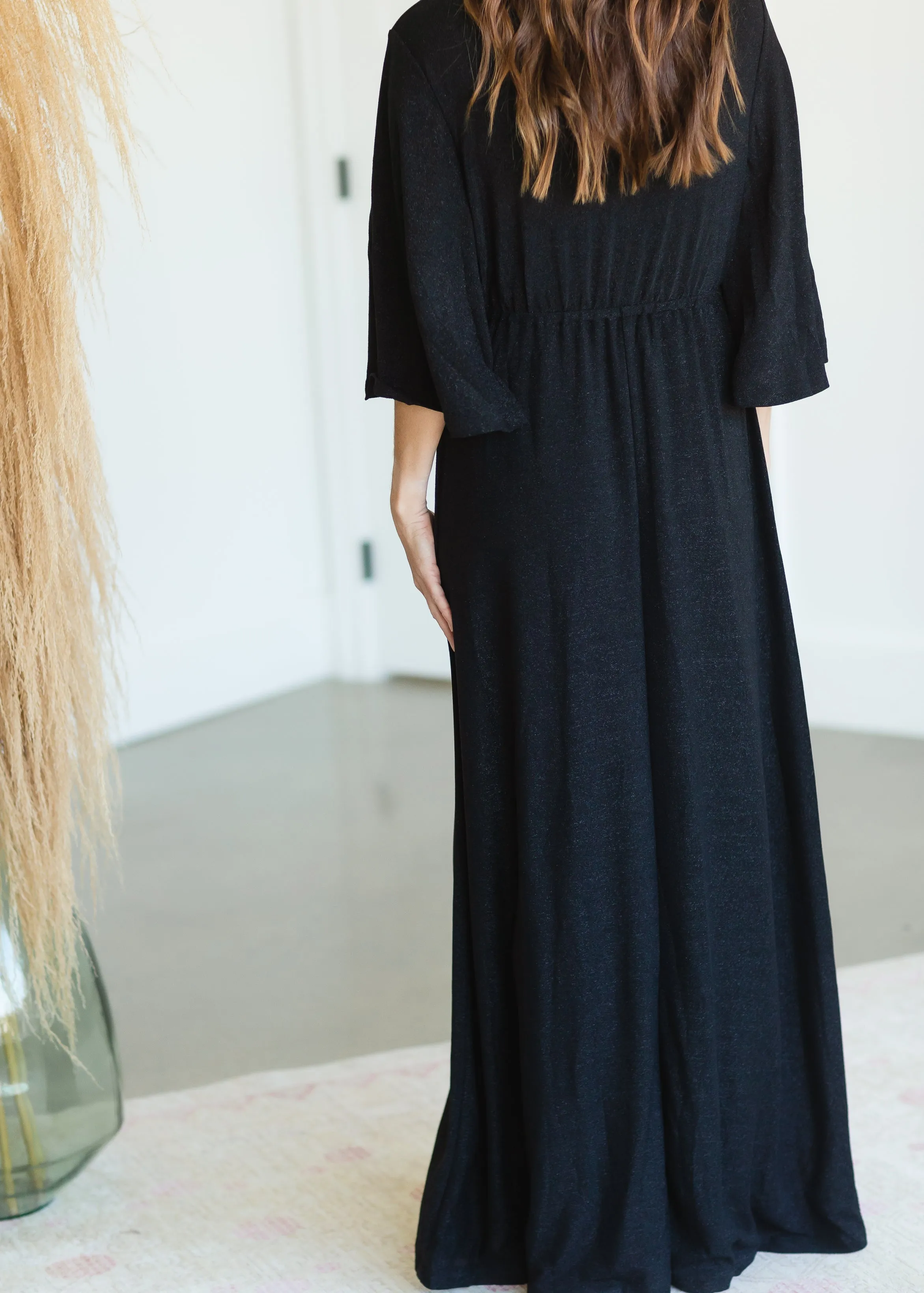 Black Sheen Maxi Dress - FINAL SALE