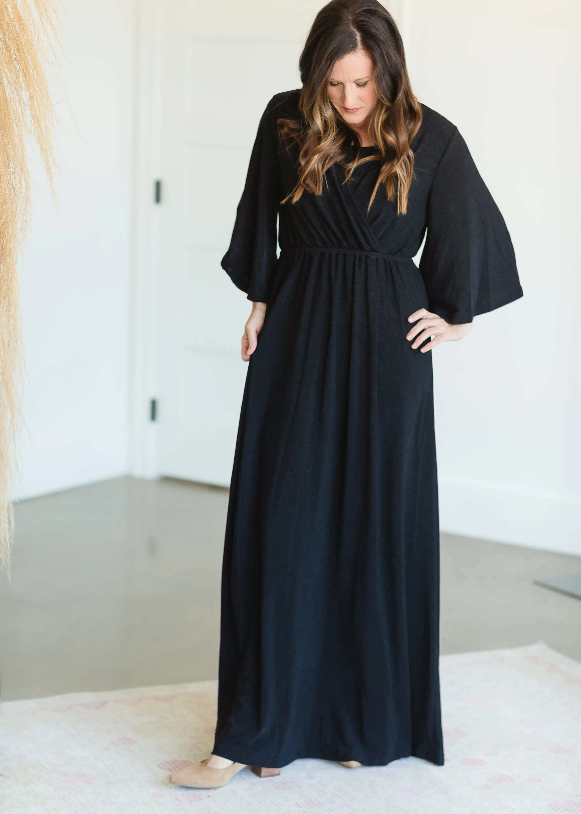 Black Sheen Maxi Dress - FINAL SALE