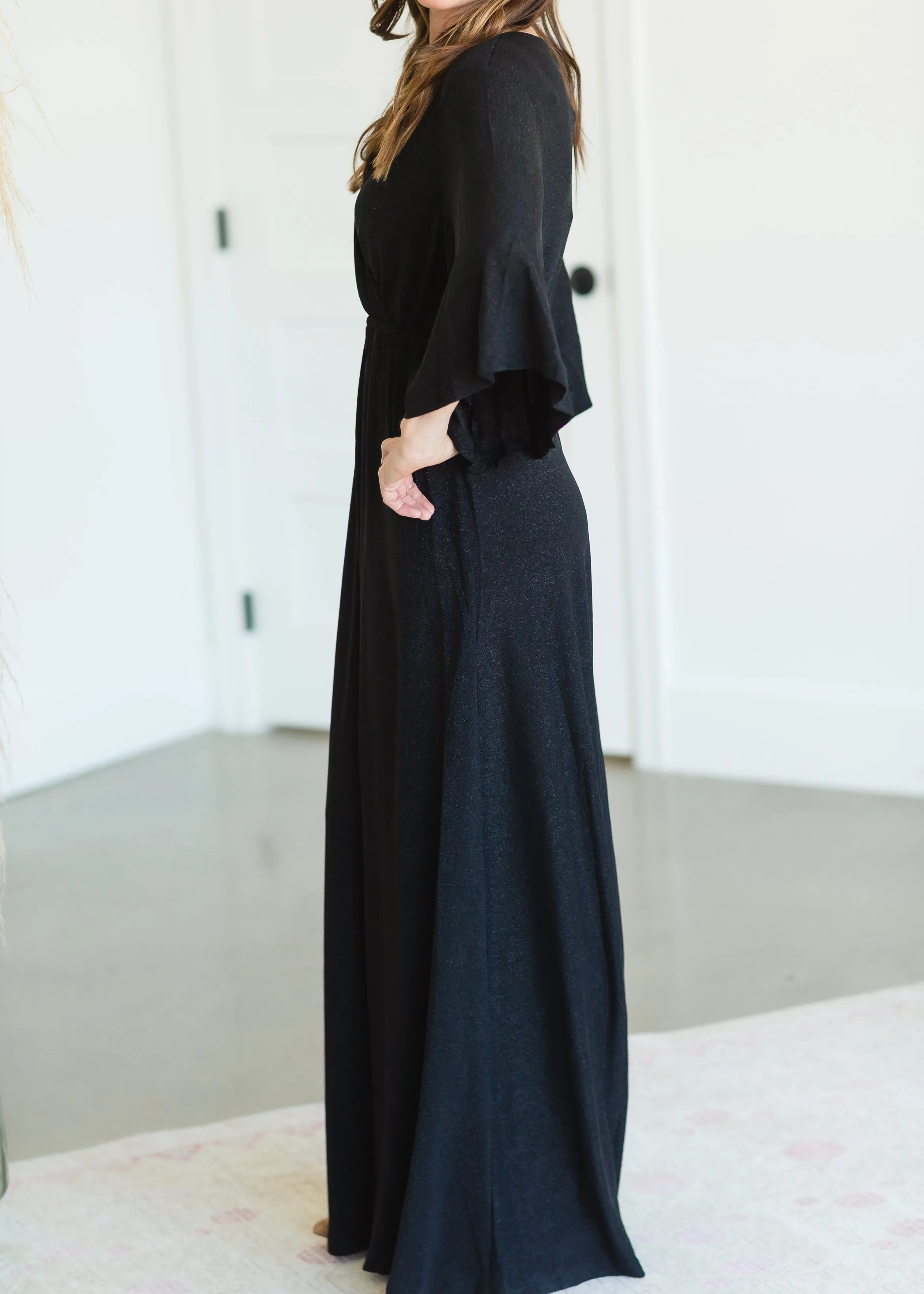 Black Sheen Maxi Dress - FINAL SALE