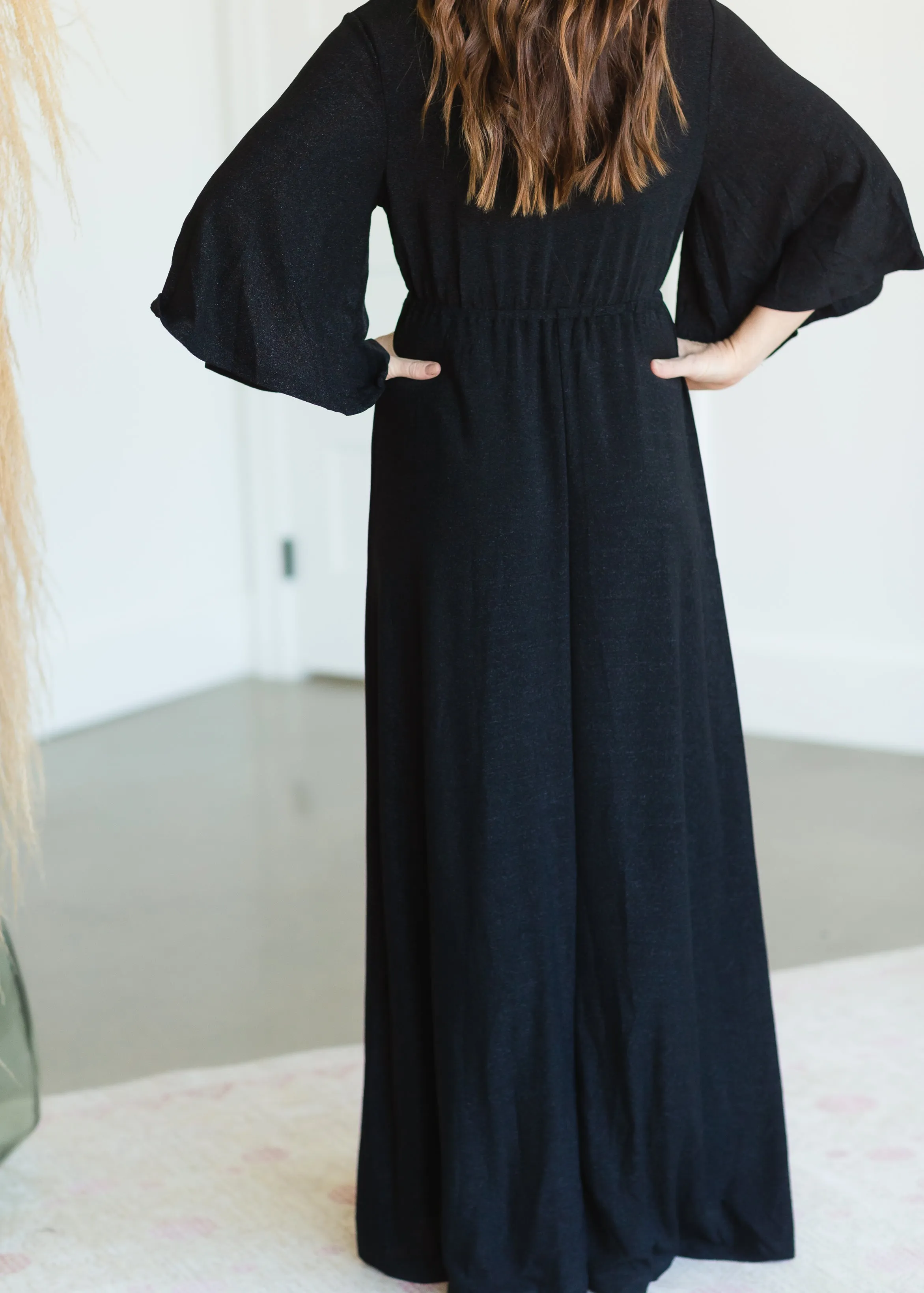 Black Sheen Maxi Dress - FINAL SALE