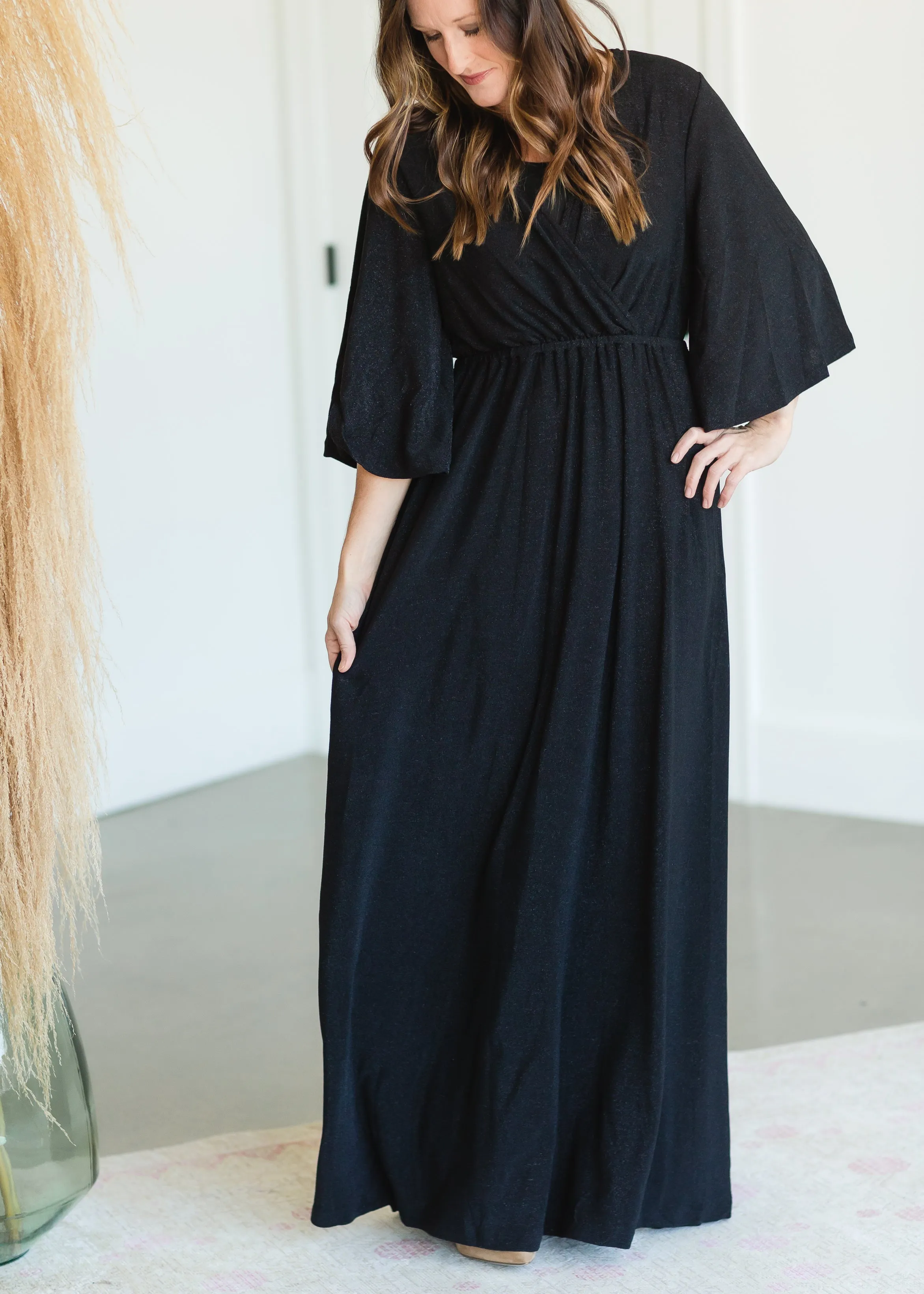 Black Sheen Maxi Dress - FINAL SALE