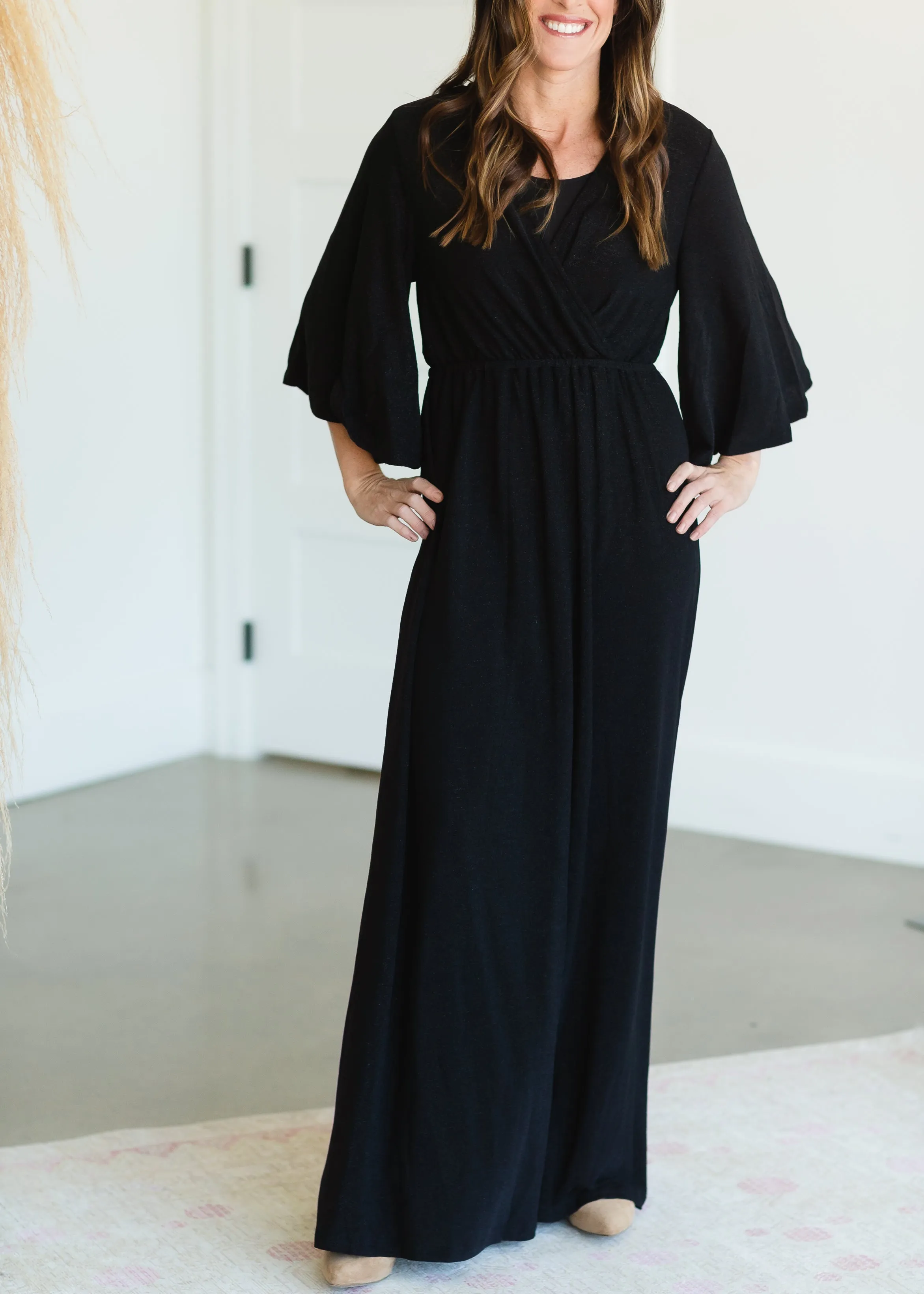 Black Sheen Maxi Dress - FINAL SALE