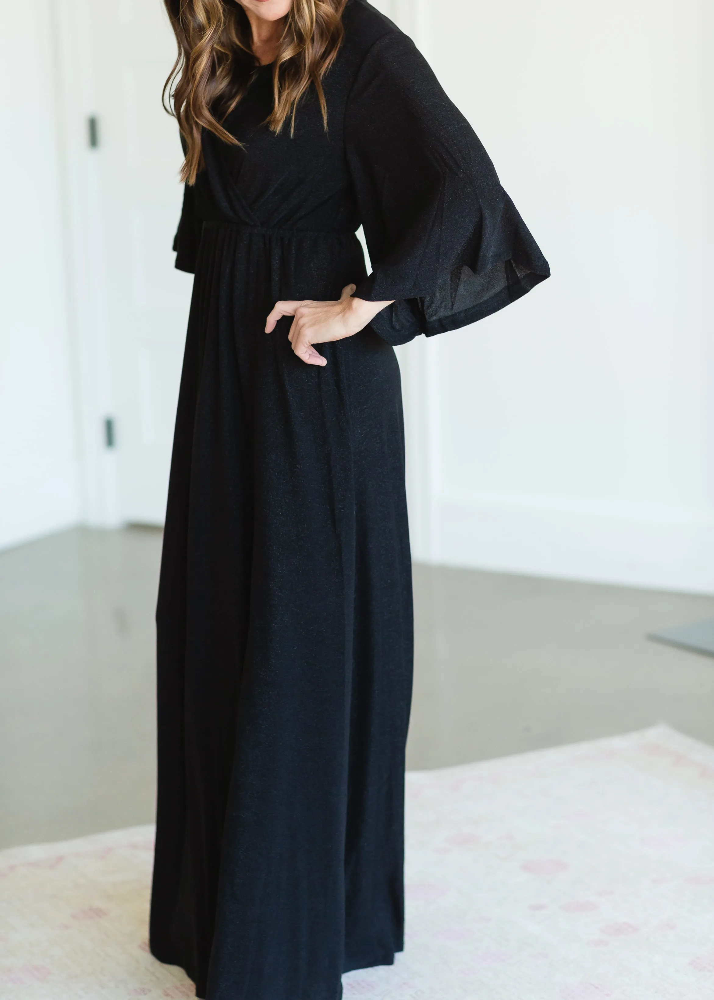 Black Sheen Maxi Dress - FINAL SALE