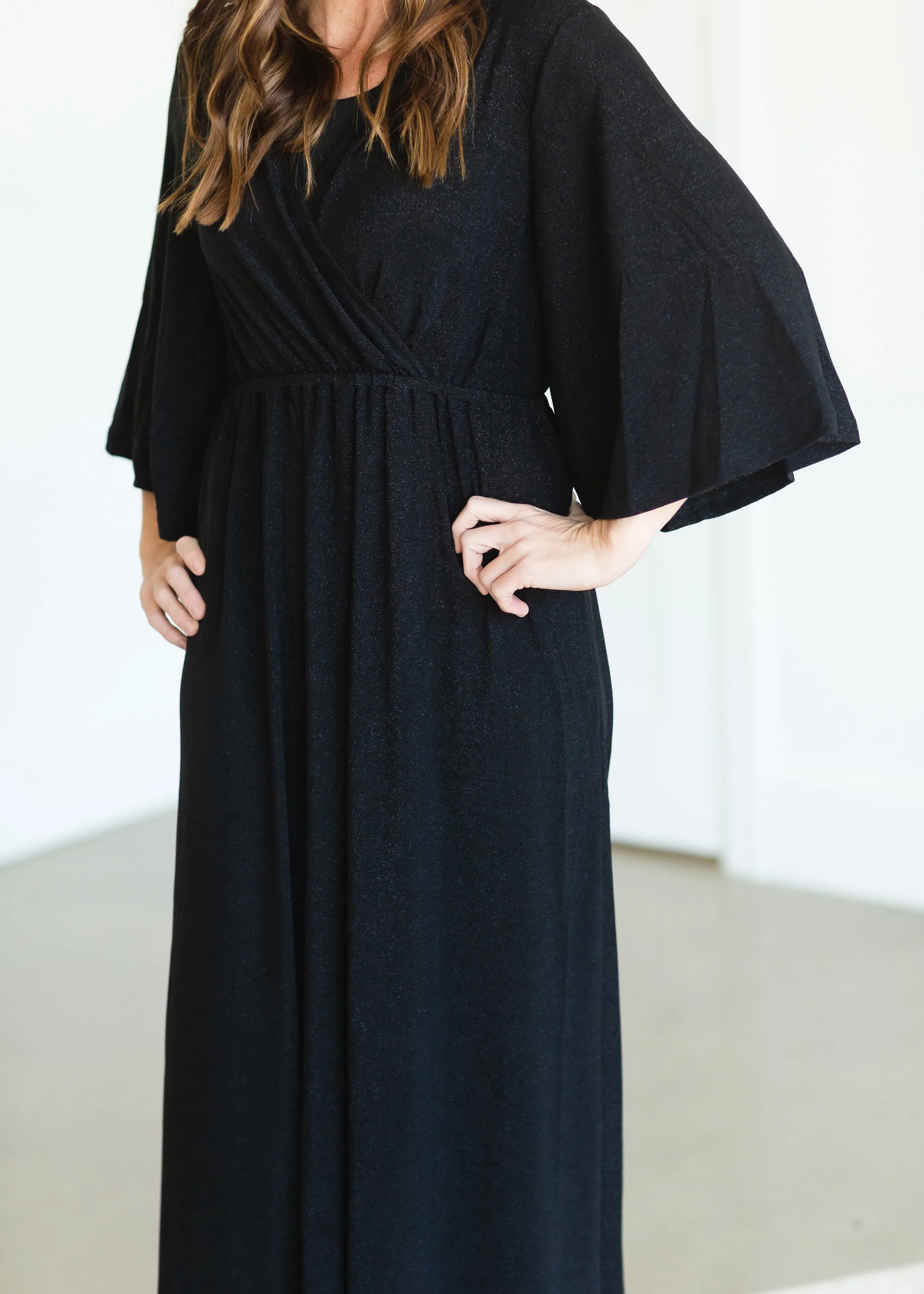 Black Sheen Maxi Dress - FINAL SALE