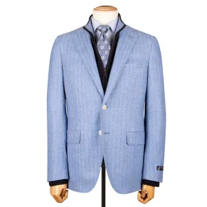 Blue Herringbone 100% Wool Jacket