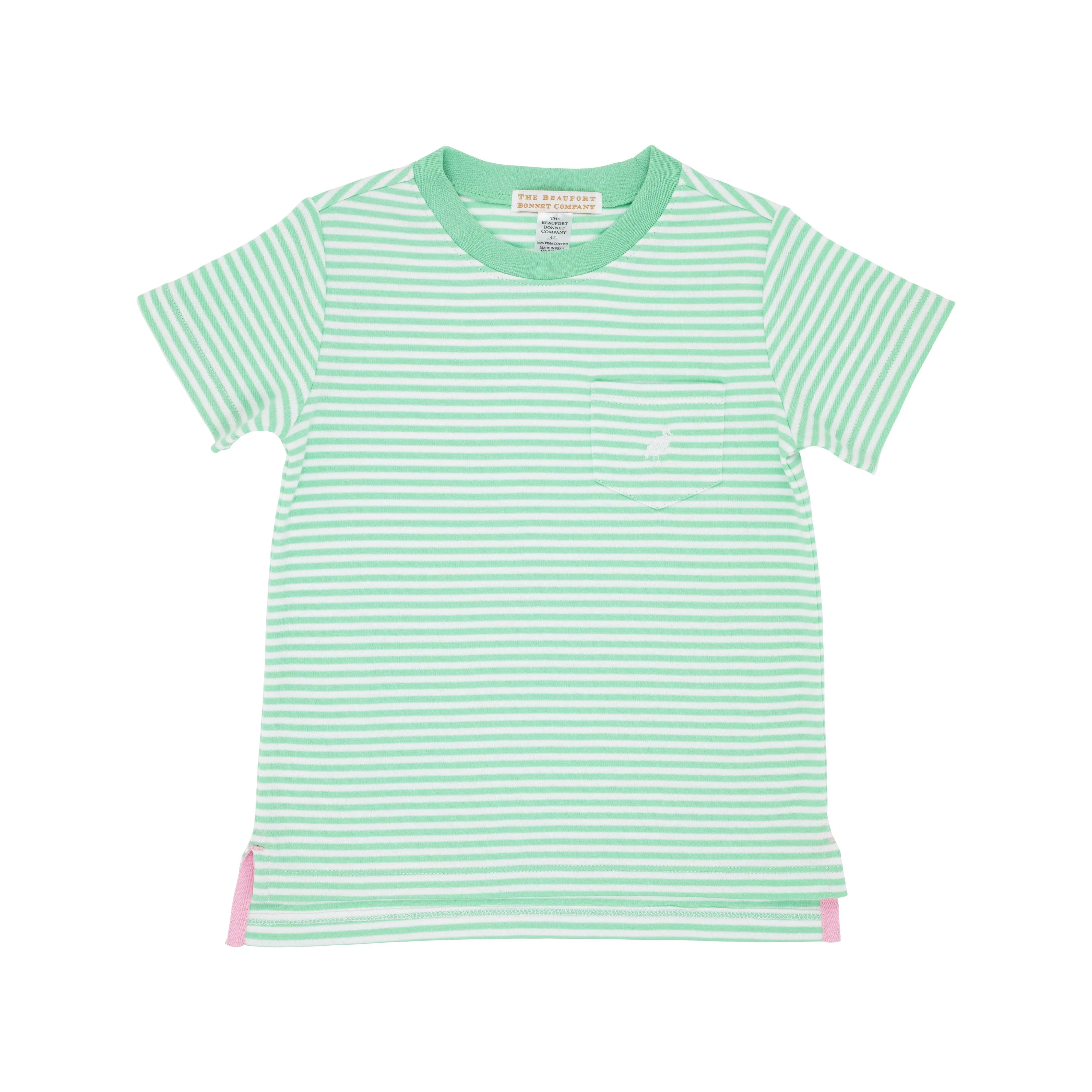 Carter Crewneck - Grace Bay Green Stripe with Worth Avenue White Stork