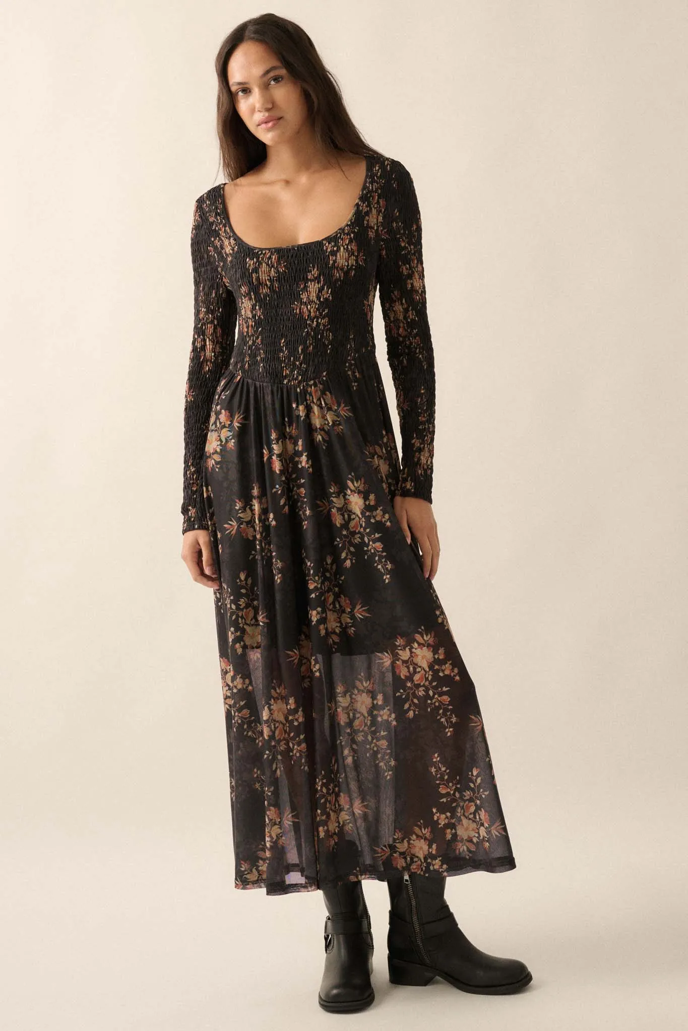 Chasing Wildflowers Smocked Floral Maxi Dress