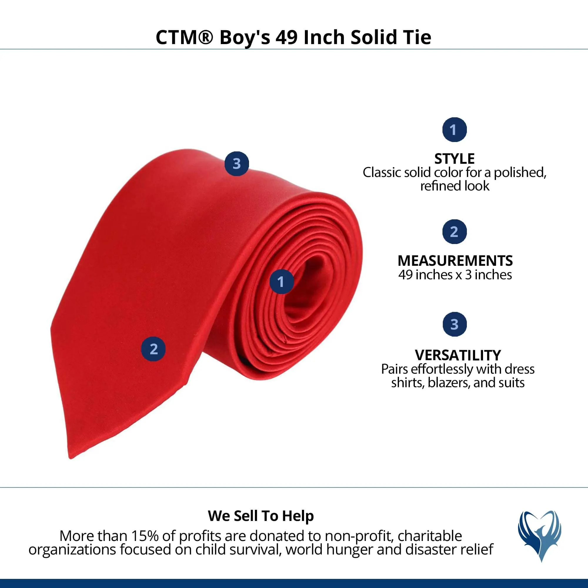 CTM® Boy's 49 Inch Solid Tie