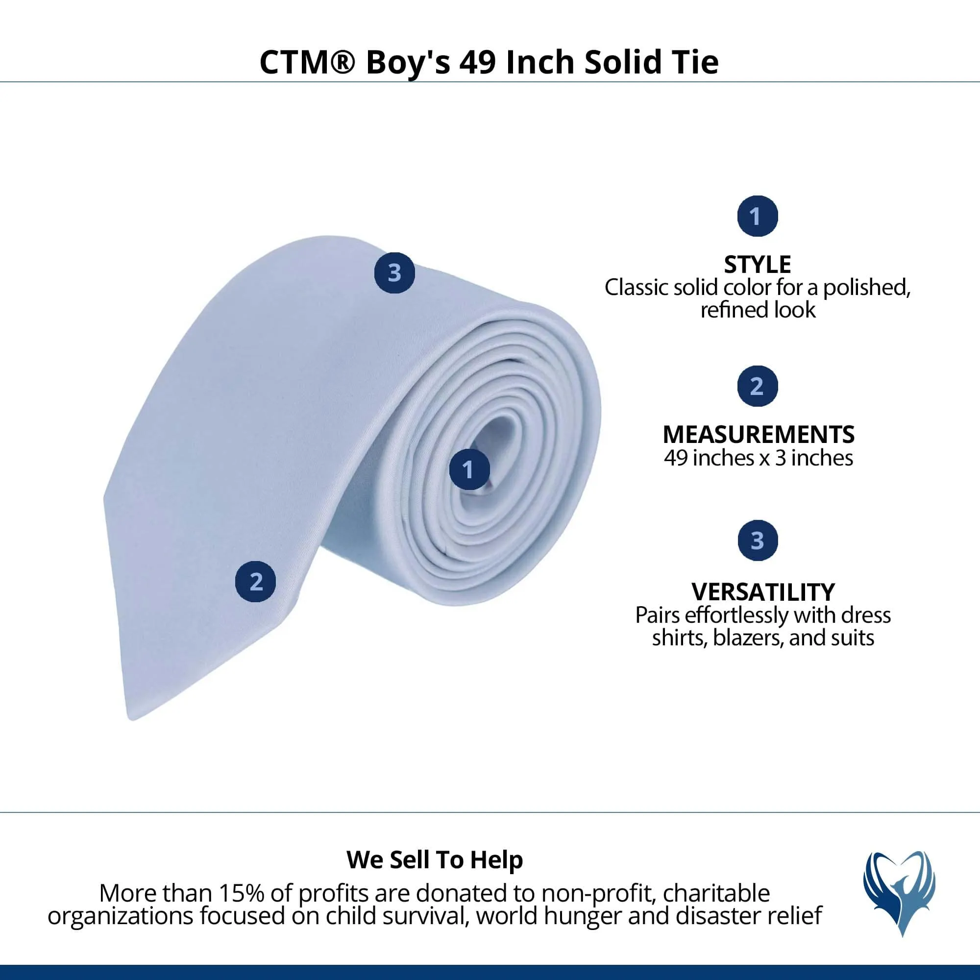 CTM® Boy's 49 Inch Solid Tie