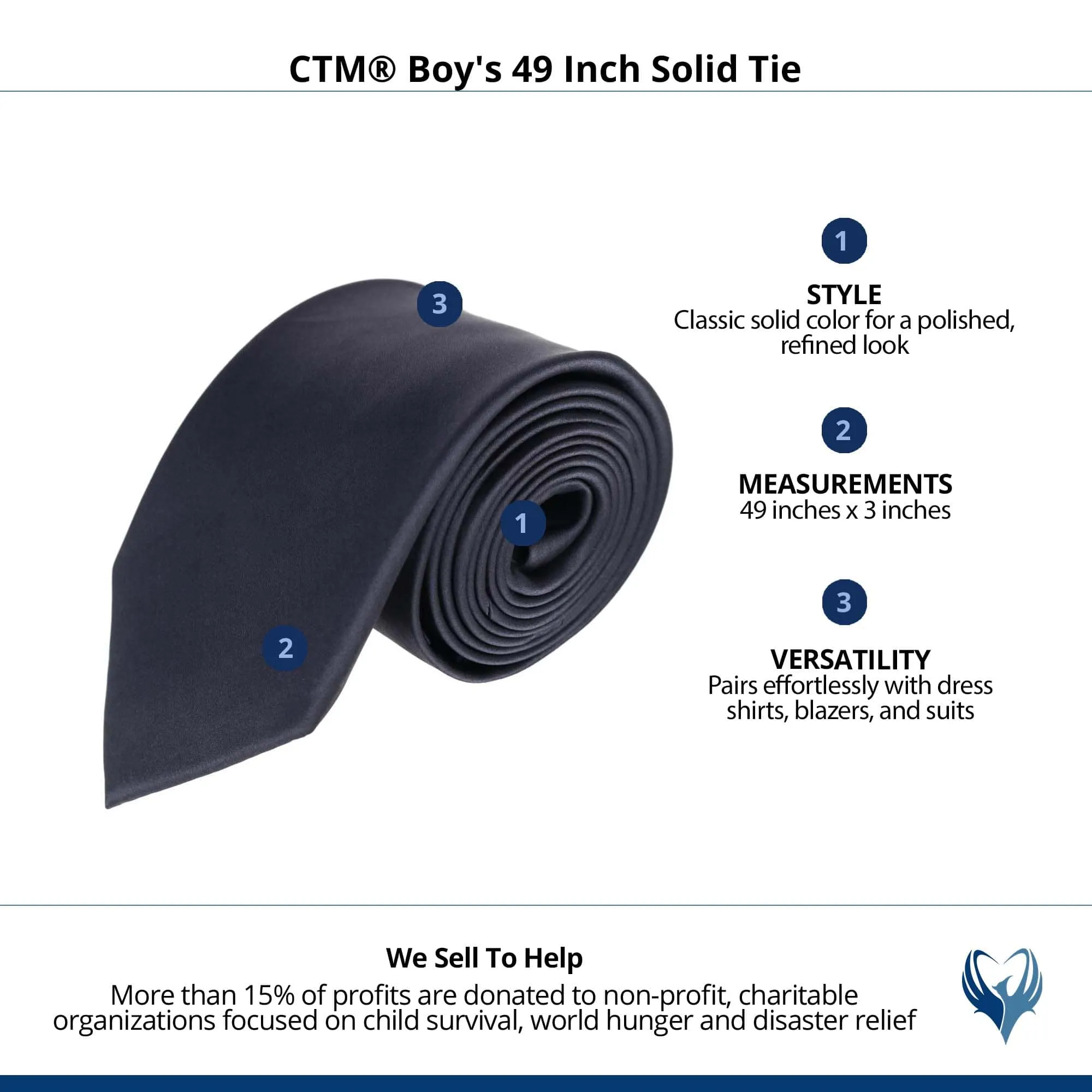 CTM® Boy's 49 Inch Solid Tie