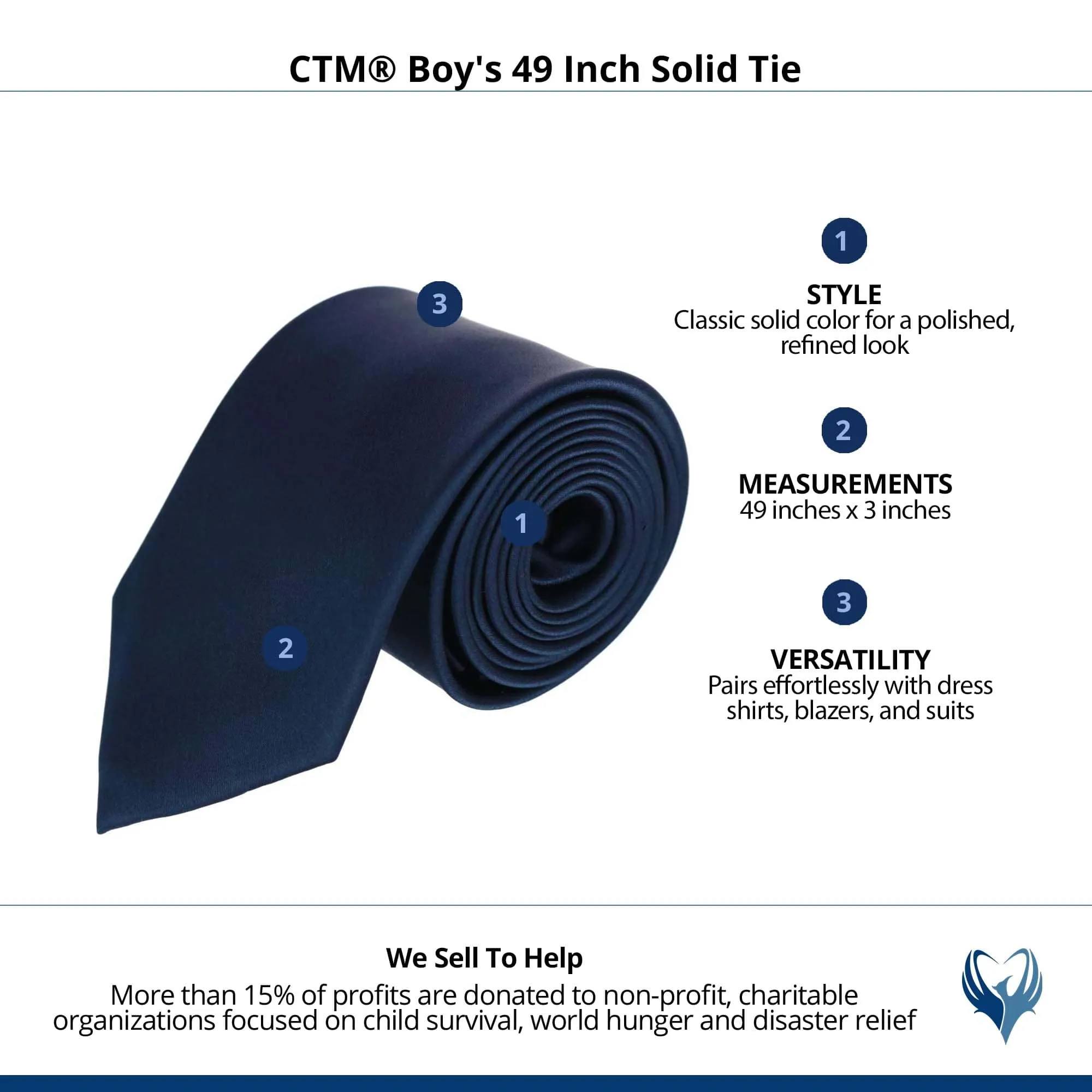 CTM® Boy's 49 Inch Solid Tie