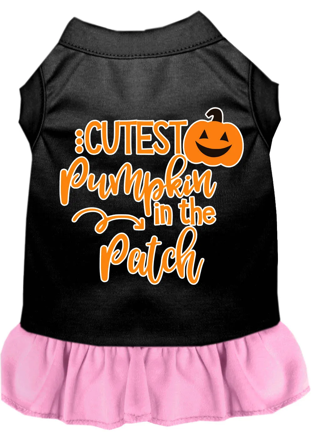 Cutest Pumpkin In The Patch Screen Print Dog Dress Black With Light Pink Xxxl