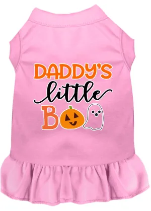 Daddy's Little Boo Screen Print Dog Dress Light Pink Med