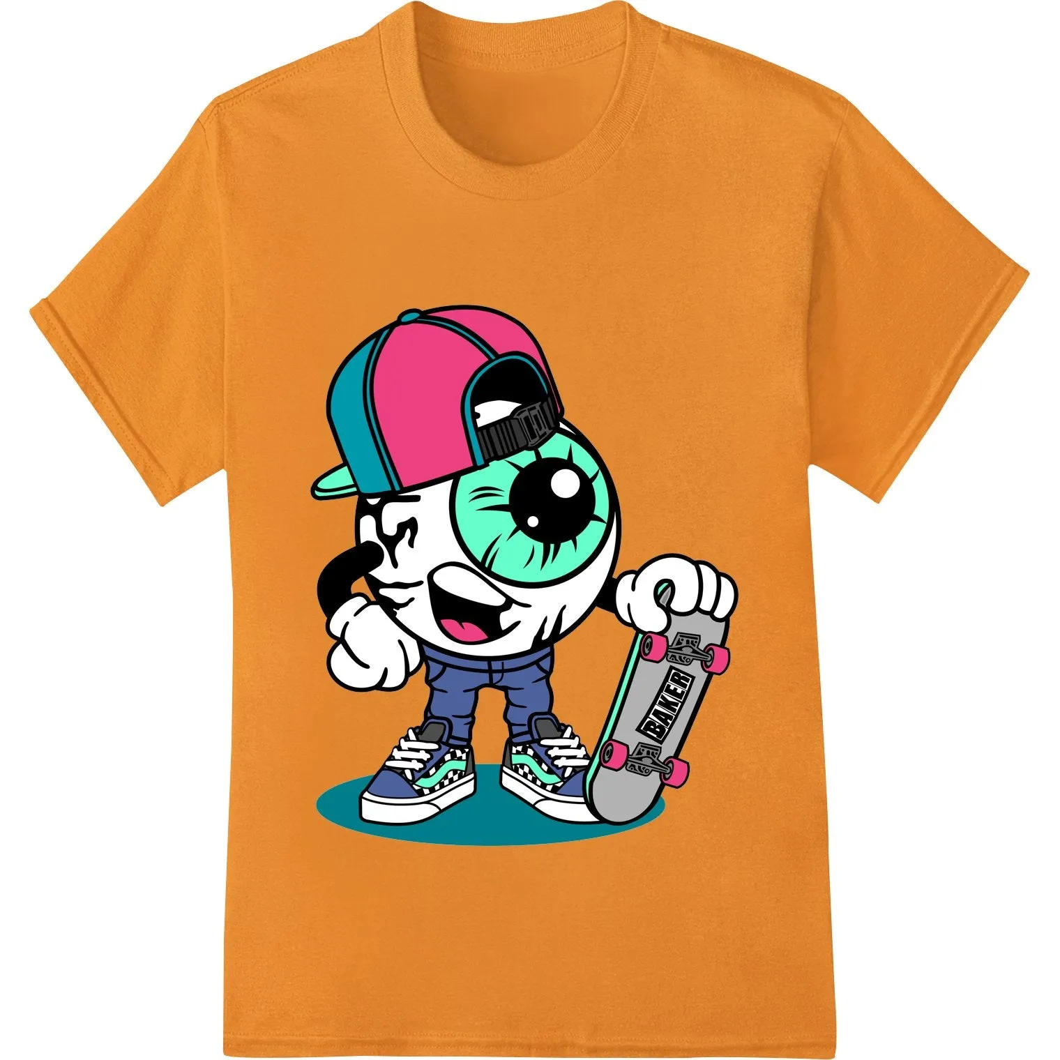 Edgy Cartoon Skateboarder Character DTF Print Transfer