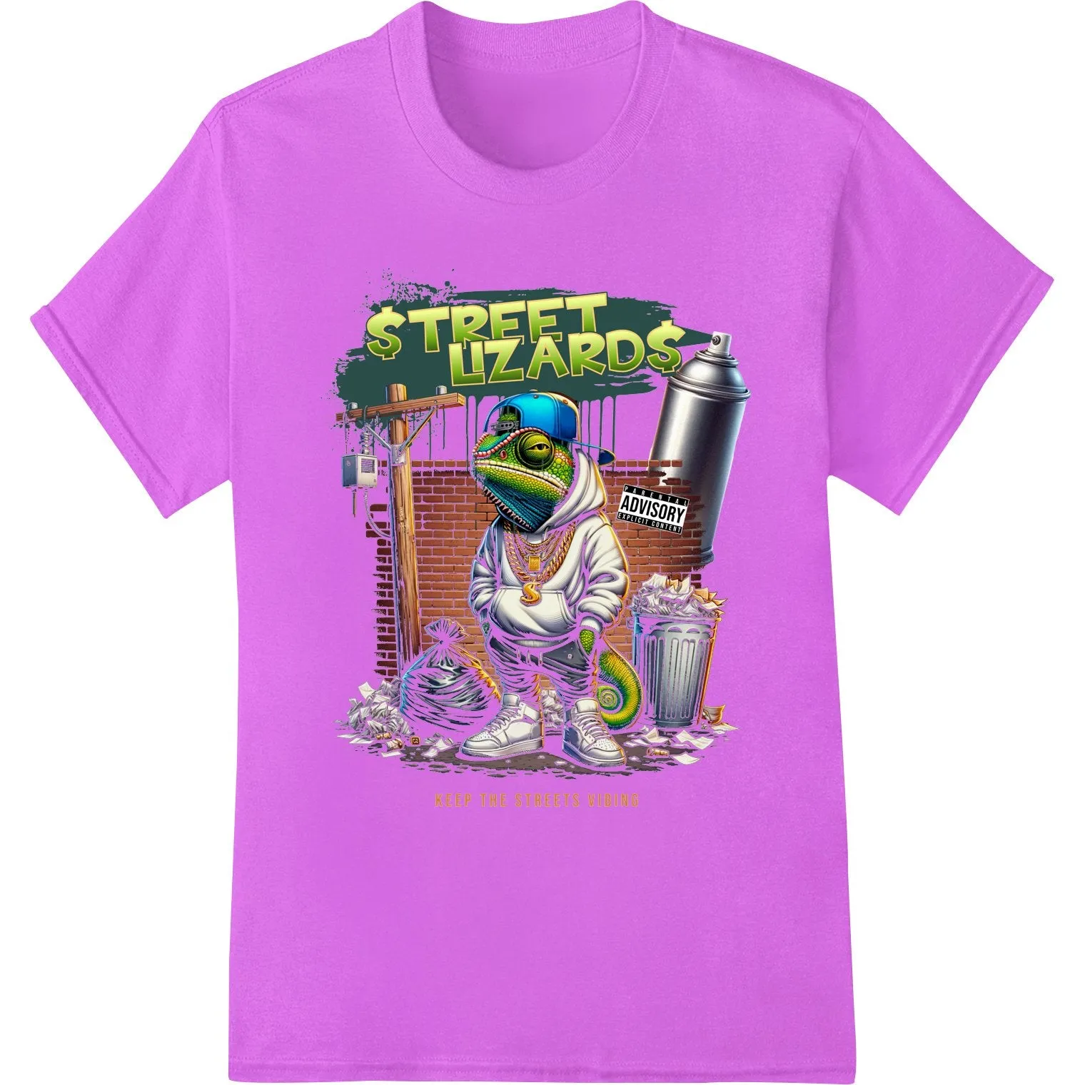 Edgy 'Street Lizards' Graffiti-Inspired DTF Print Heat Transfer