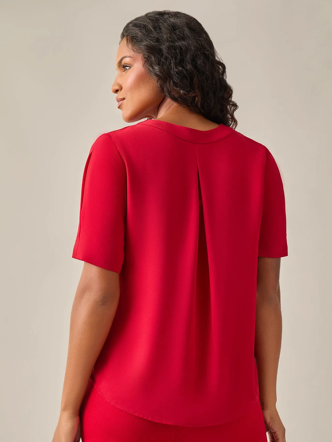 Everyday V-Neck Blouse, Crimson