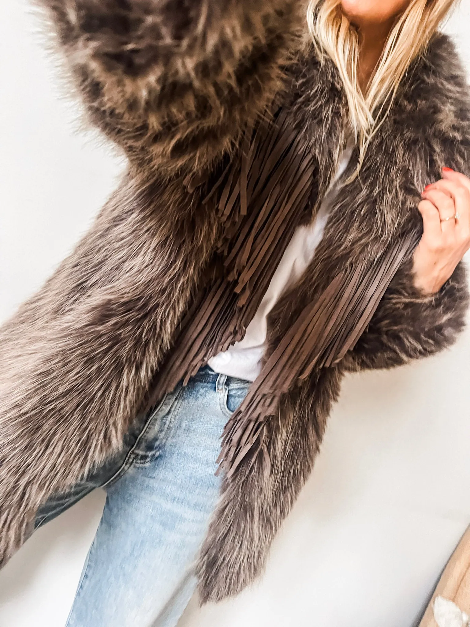 Faux Fur Tassel Coat