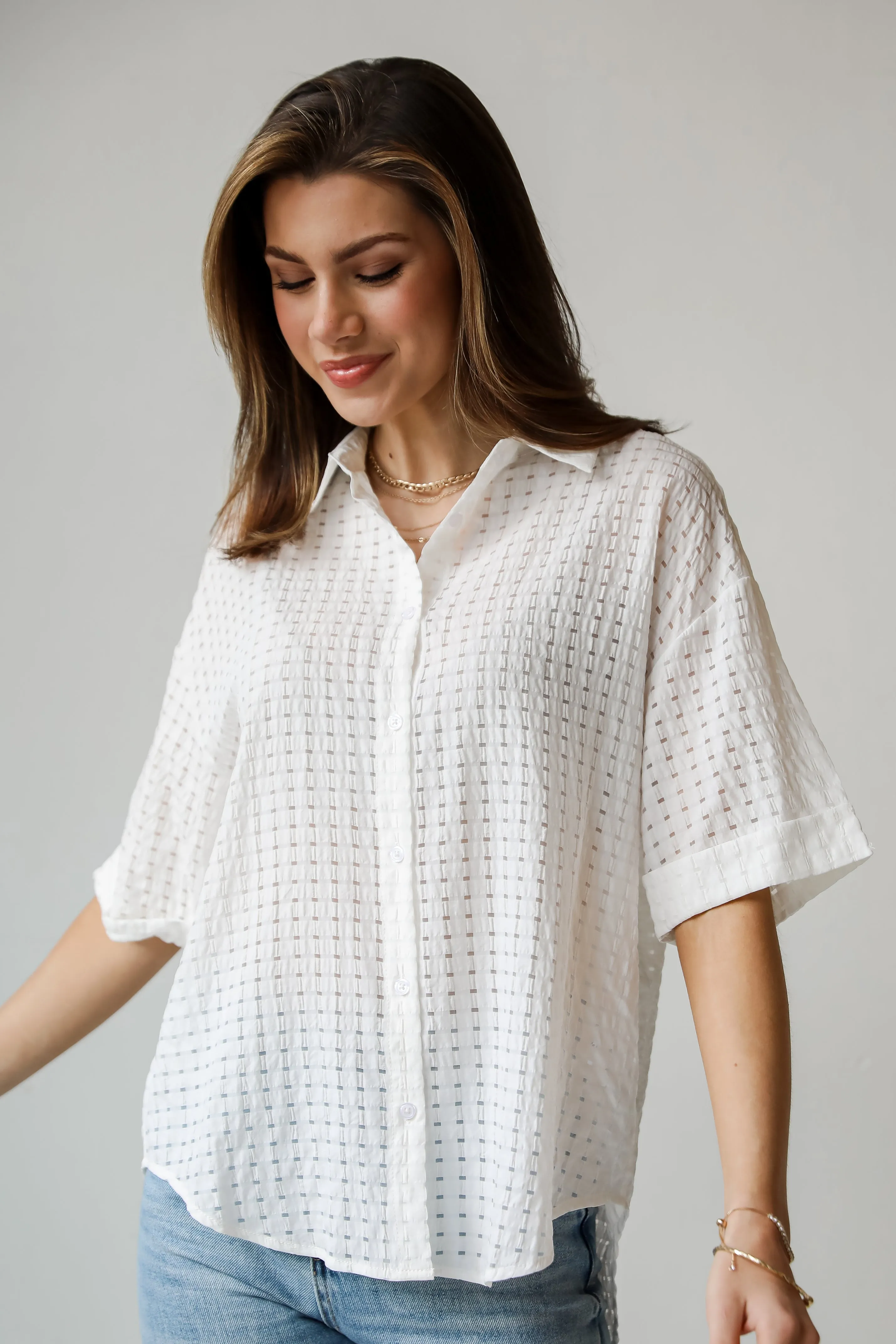 FINAL SALE - Essence Of Elegance White Button-Up Blouse