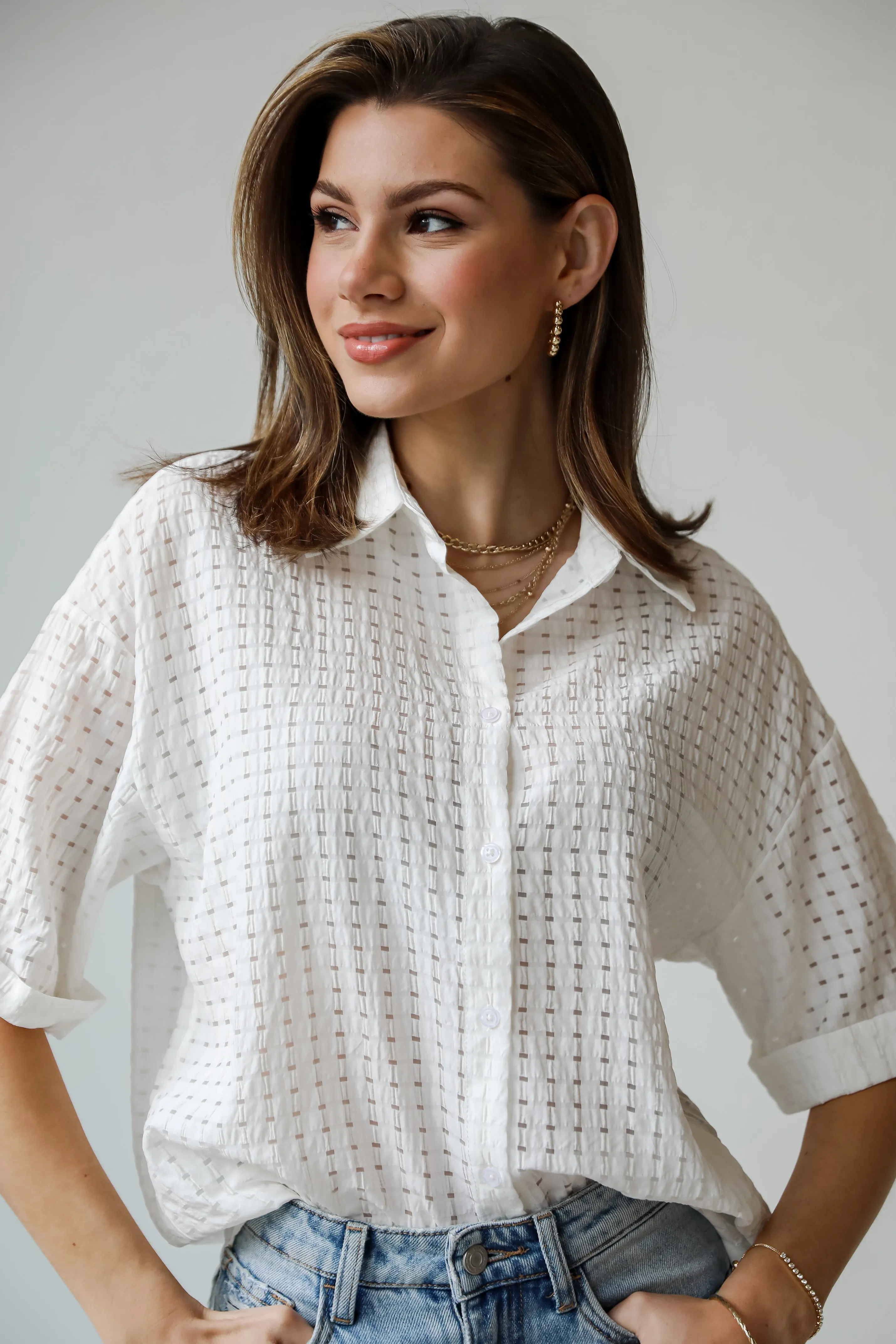 FINAL SALE - Essence Of Elegance White Button-Up Blouse