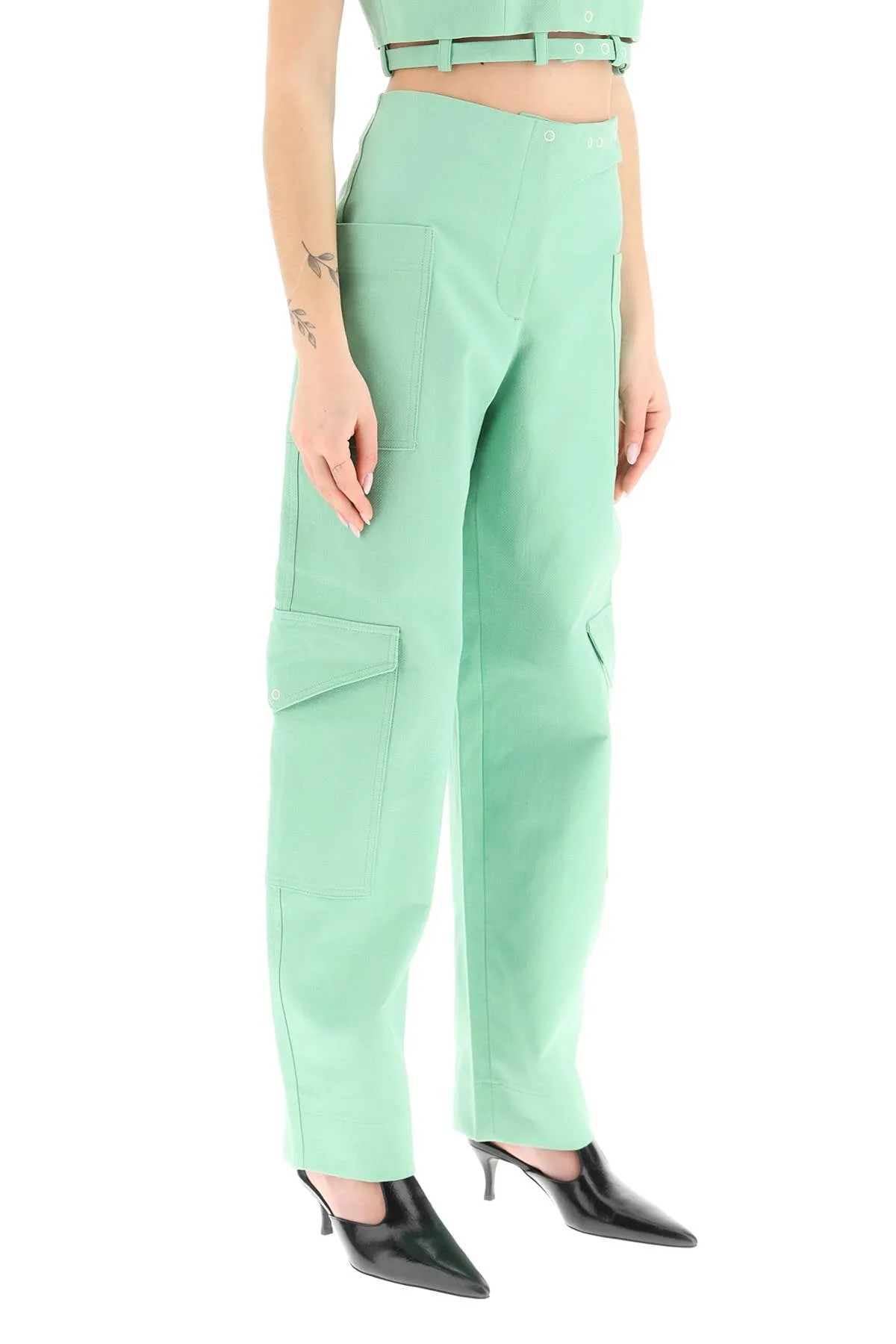 Ganni organic cotton cargo suiting pants