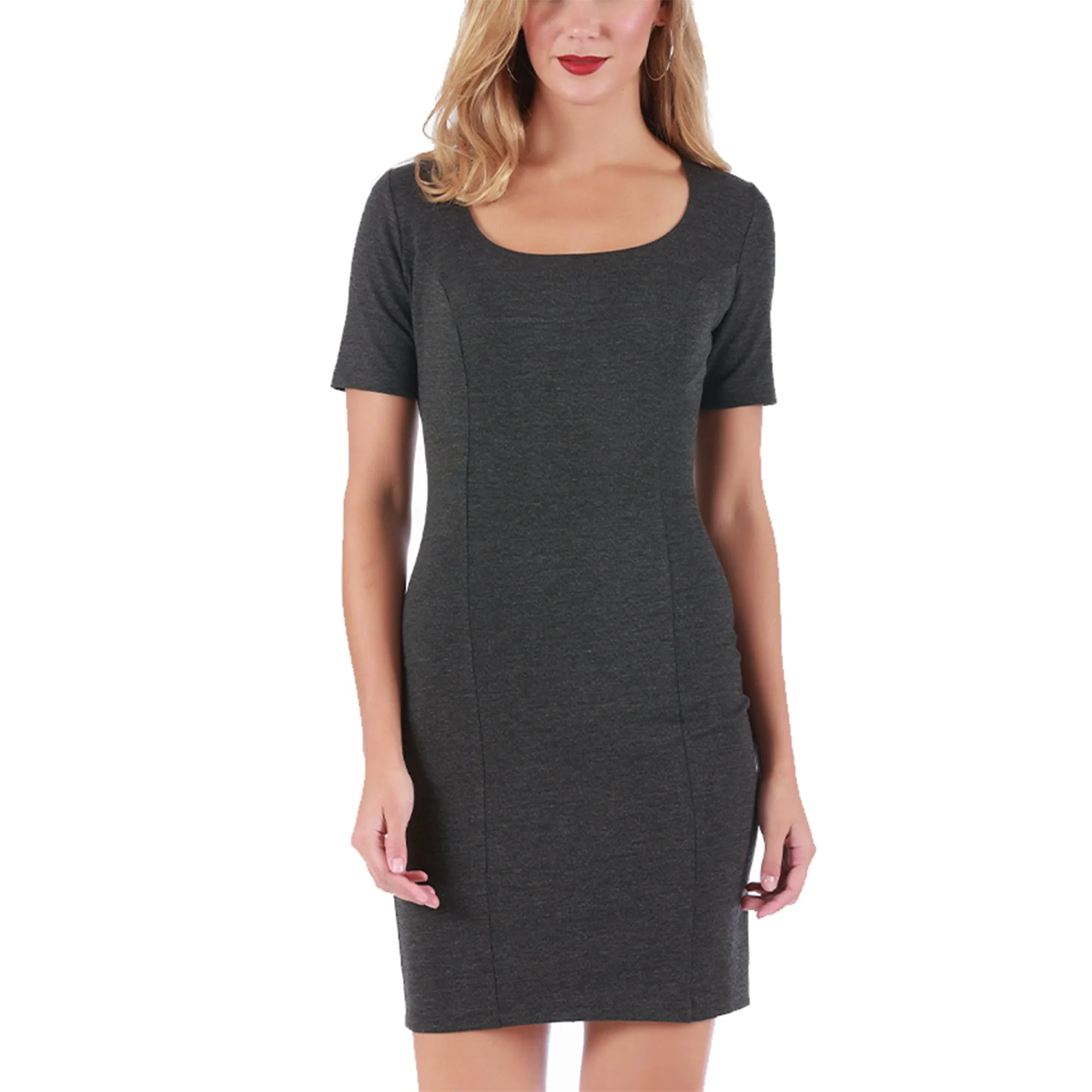 InstantFigure Short Dress with Square Neck and Short Sleeves 168027