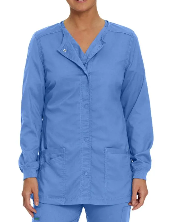 Landau Proflex Women's Snap Front Warm Up Solid Scrub Jacket