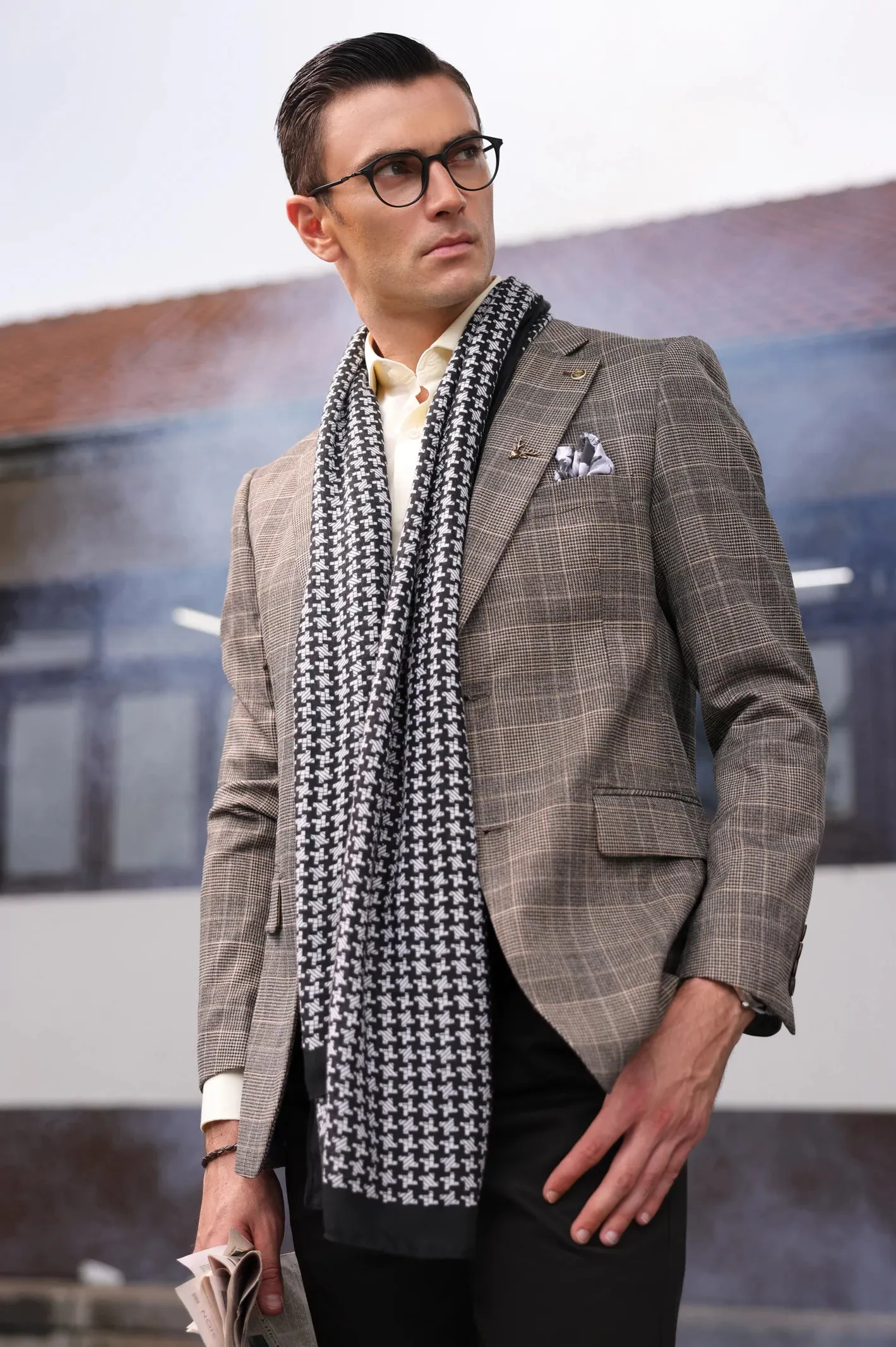 Light Brown Glen Plaid Blazer