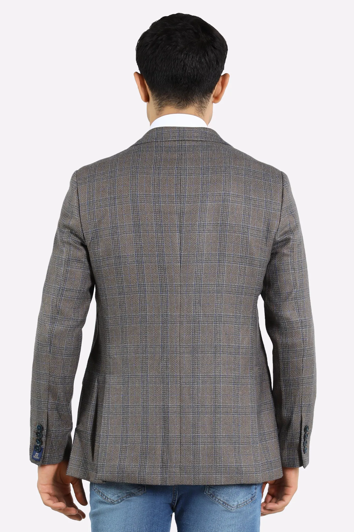 Light Brown Glen Plaid Check Blazer