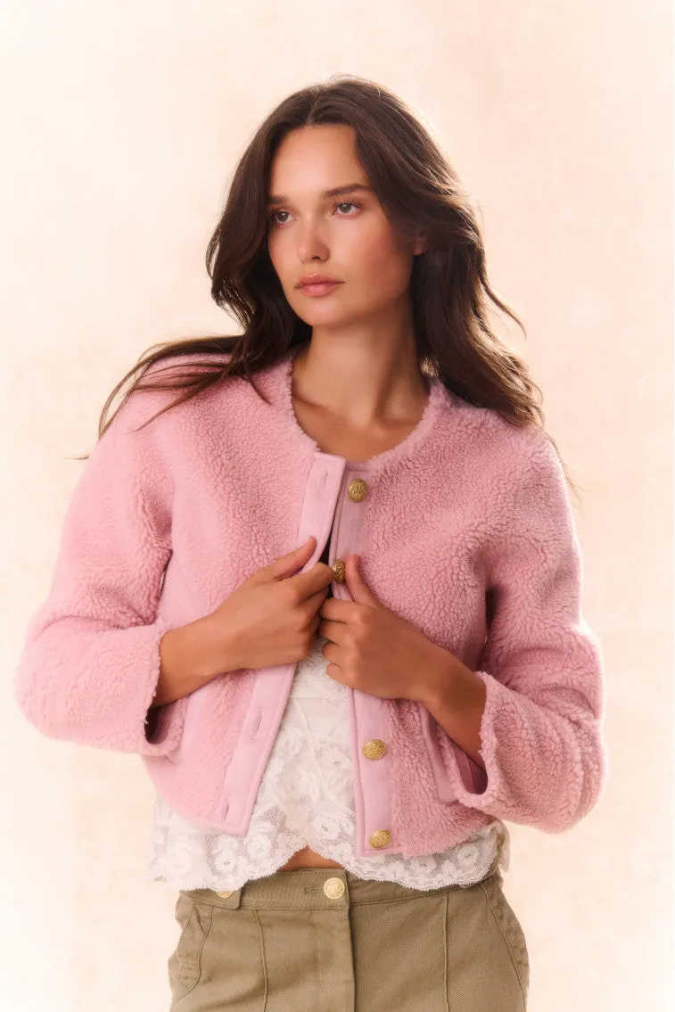 Lully Faux Shearling Jacket - ROSE DUST