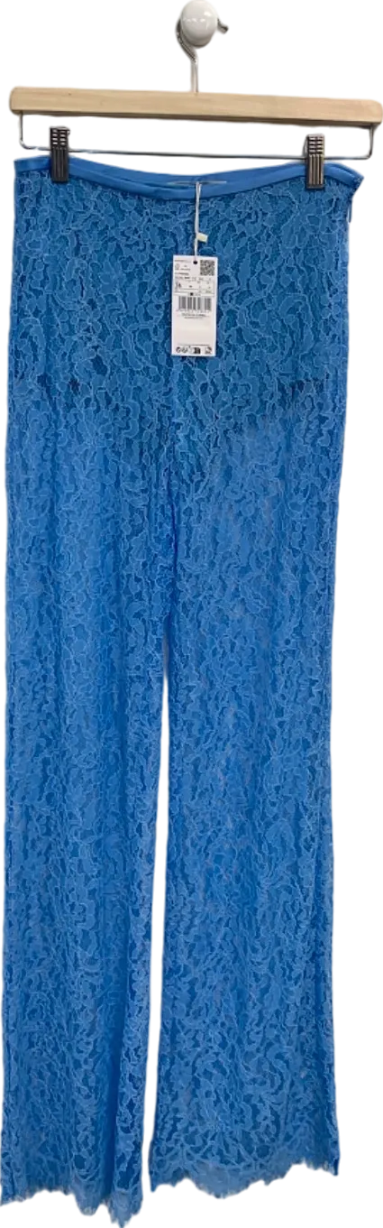 Mango Blue Lace Trousers UK 8