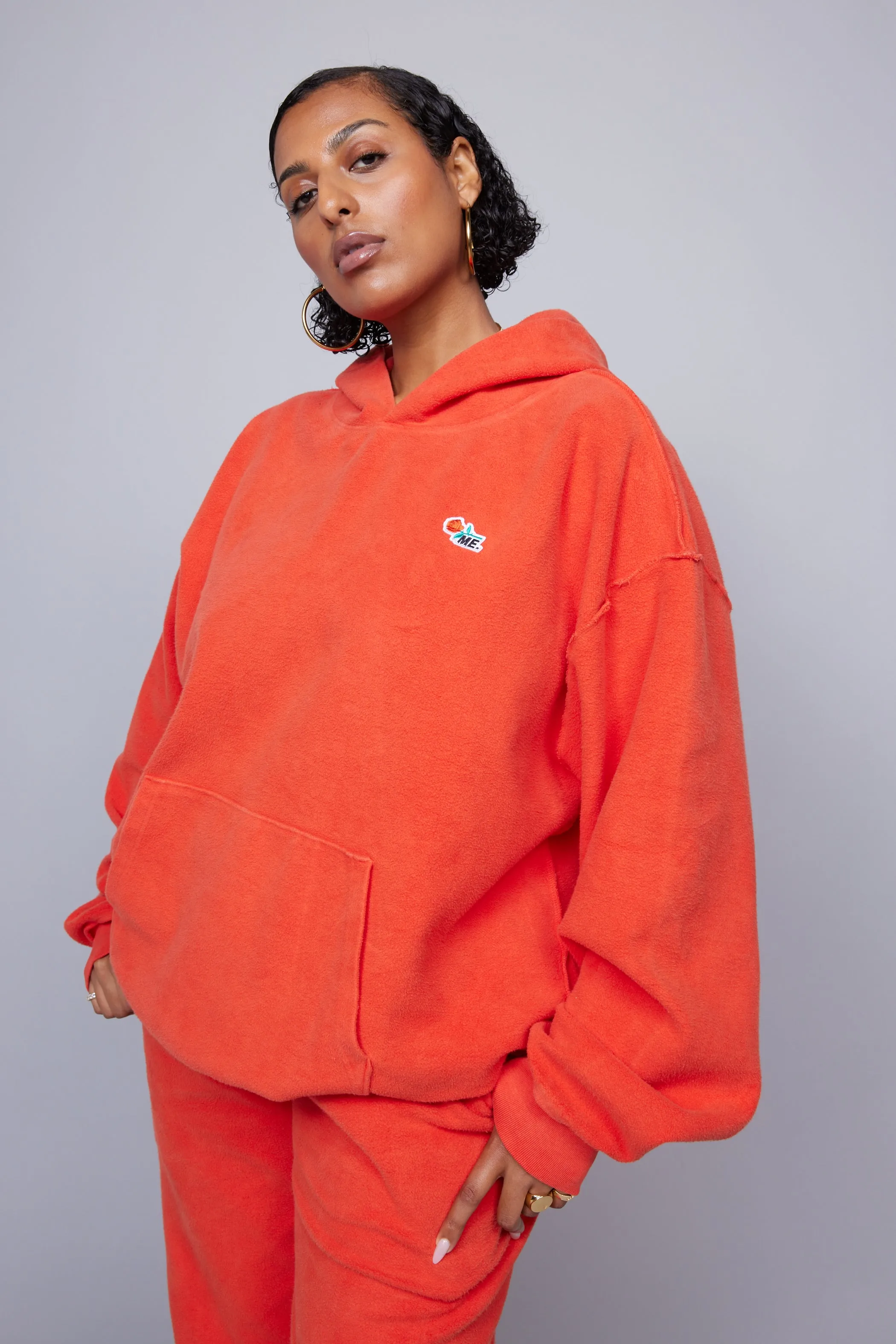 ME. Reverse Brushed Hoodie - Blood Orange