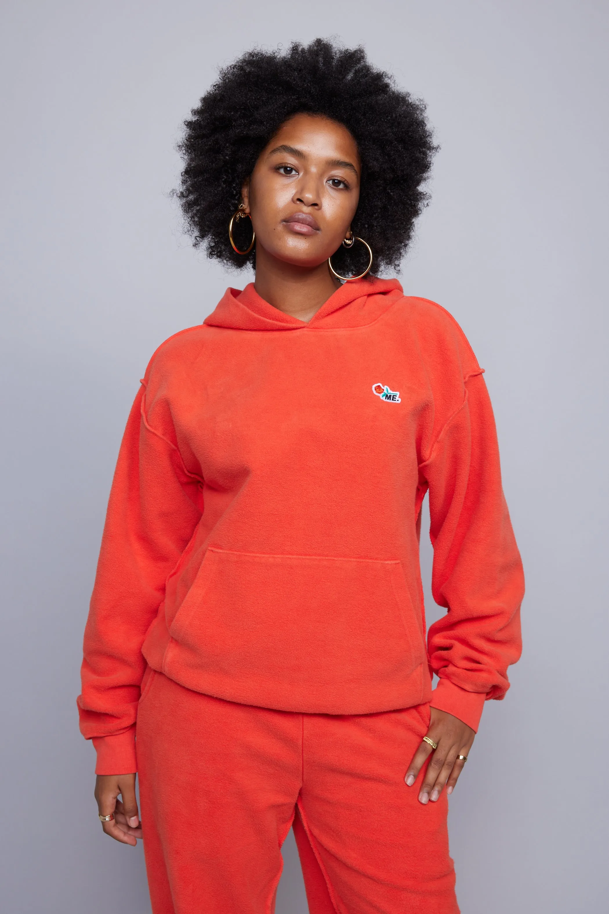 ME. Reverse Brushed Hoodie - Blood Orange