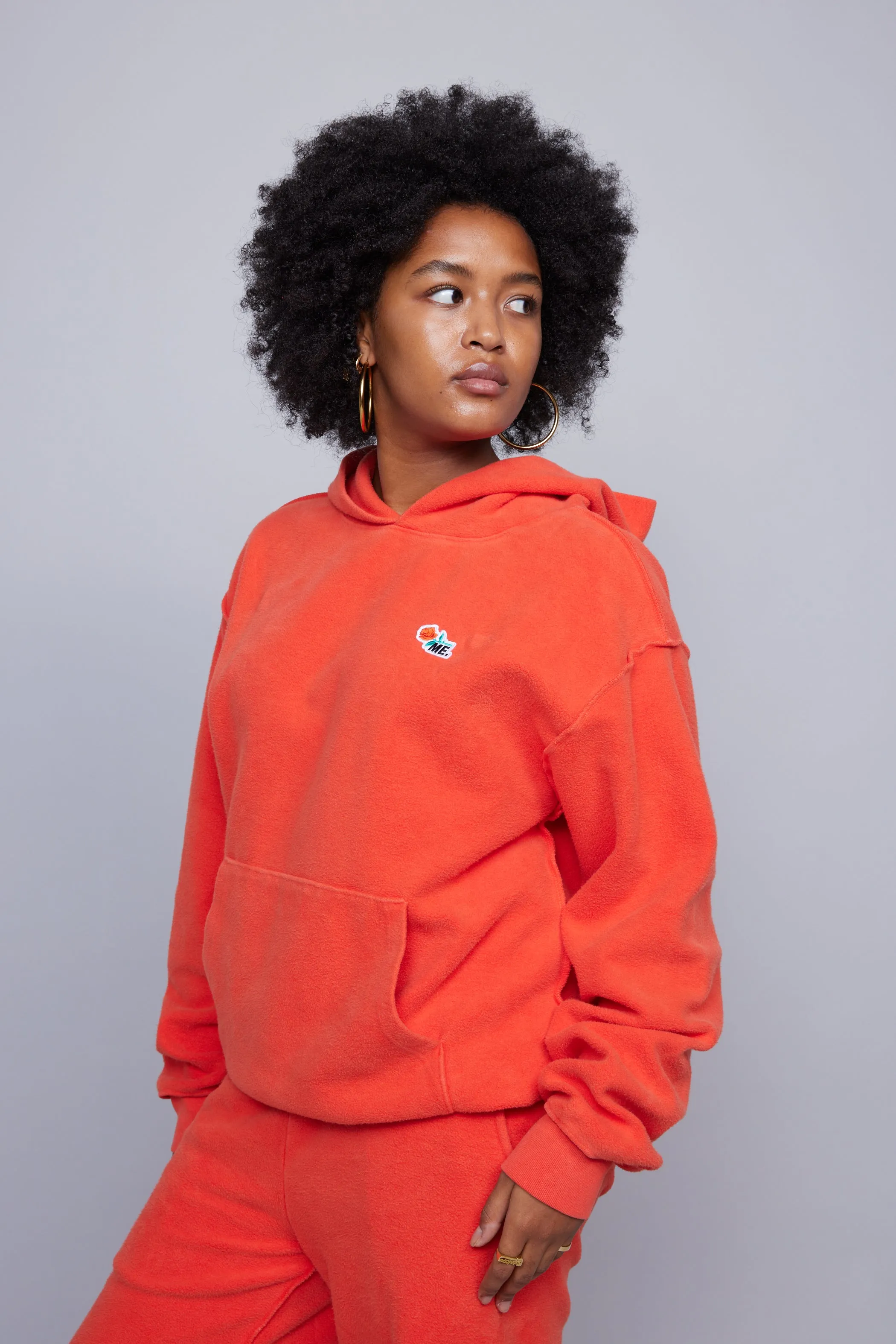 ME. Reverse Brushed Hoodie - Blood Orange