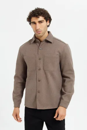 Men Brown Melton Jacket