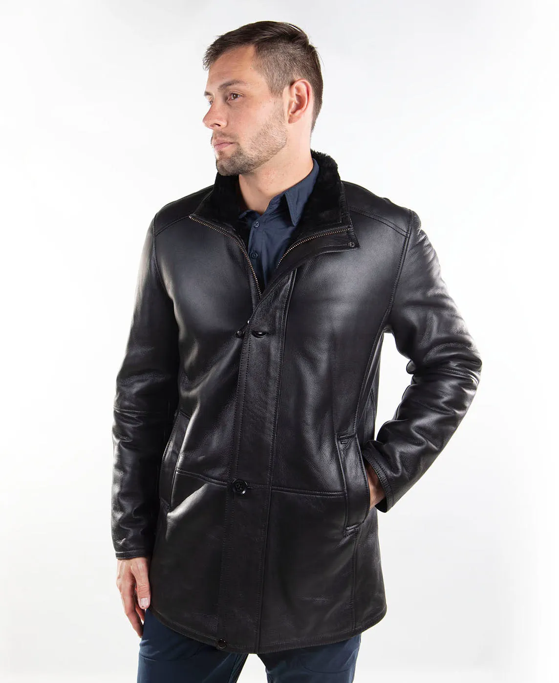 Mens Sheepskin Long Coat