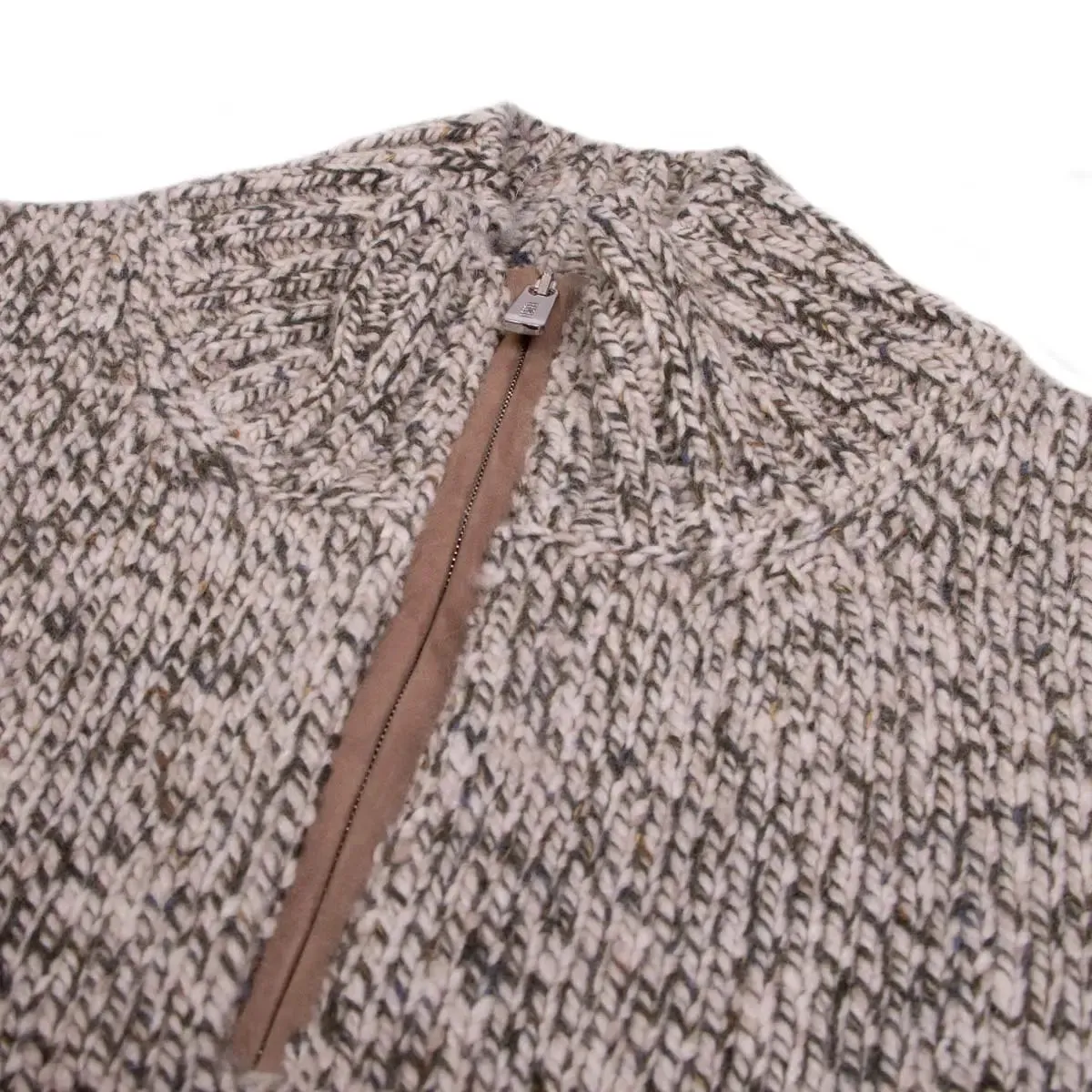 Mixed Marl Cashmere Zip-neck Sweater