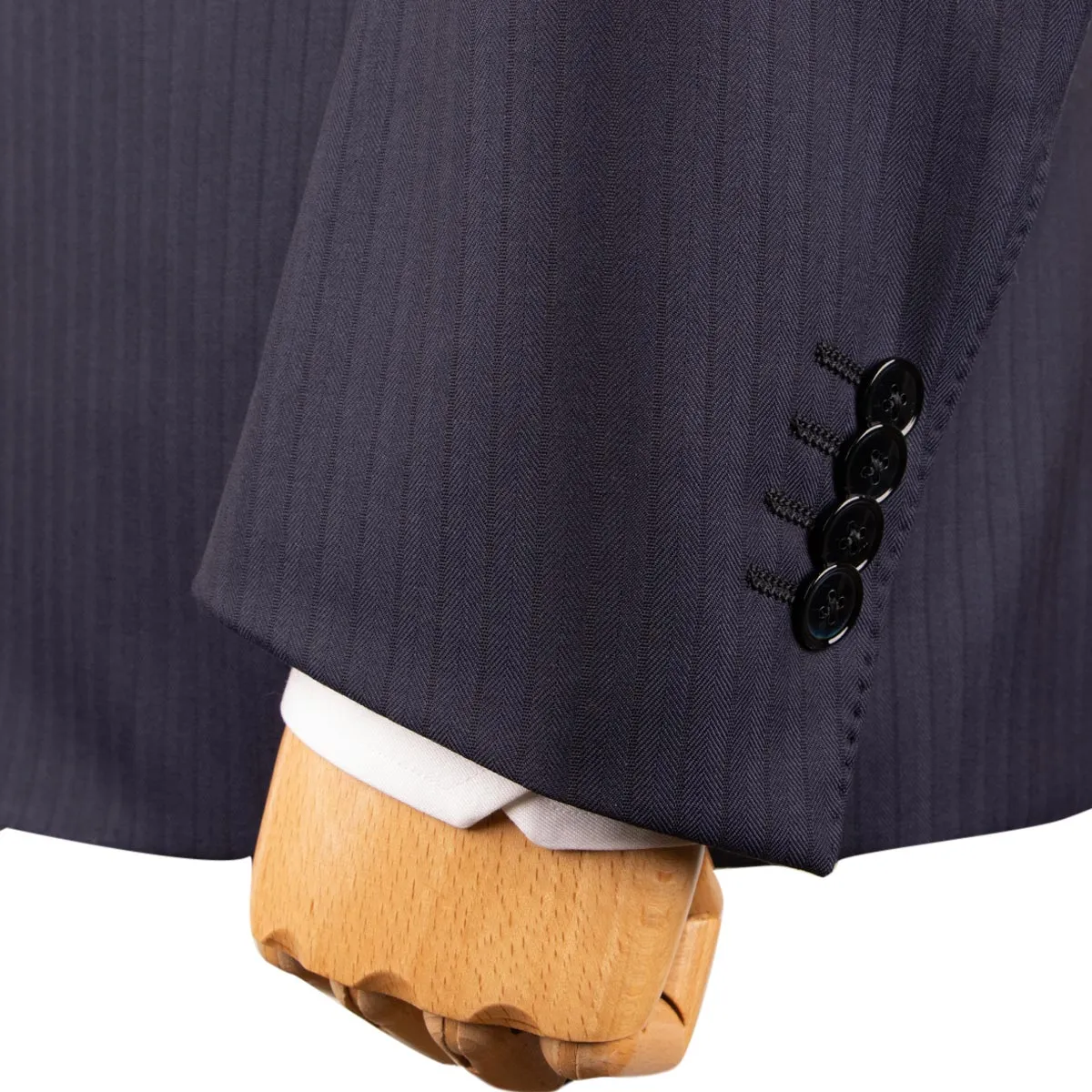 Navy Herringbone Super 160s Merino Wool Suit