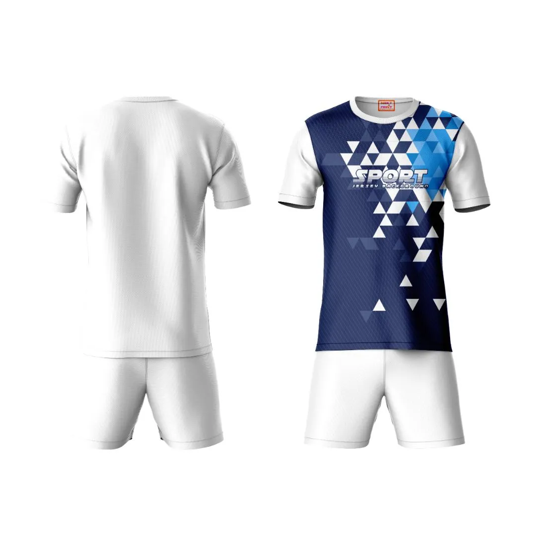 Next Print Round neck jersey white with shorts NPTS64