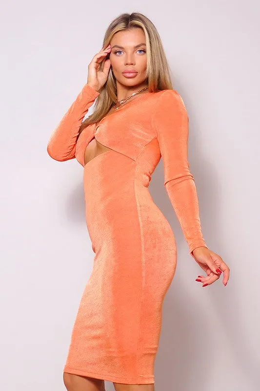 Orange Full Potential Sexy Slinky Dress