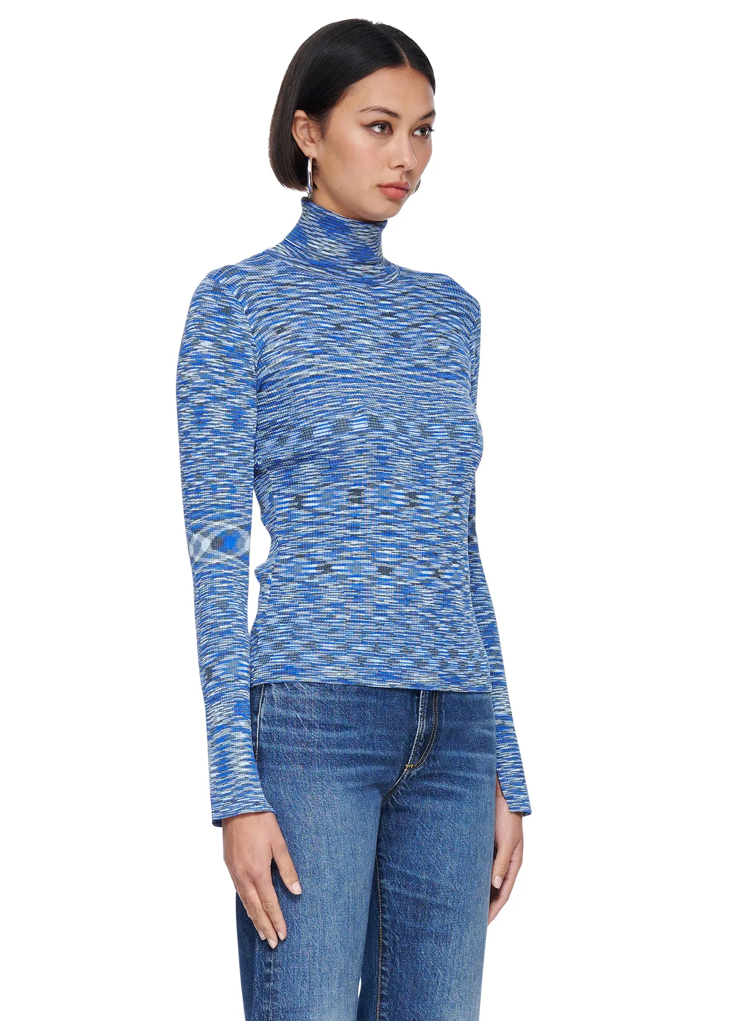 Oval Square Pool Knit Turtleneck Top