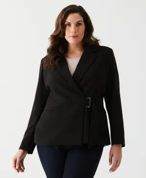 Plus Size Double Breasted Tie Wrap Blazer