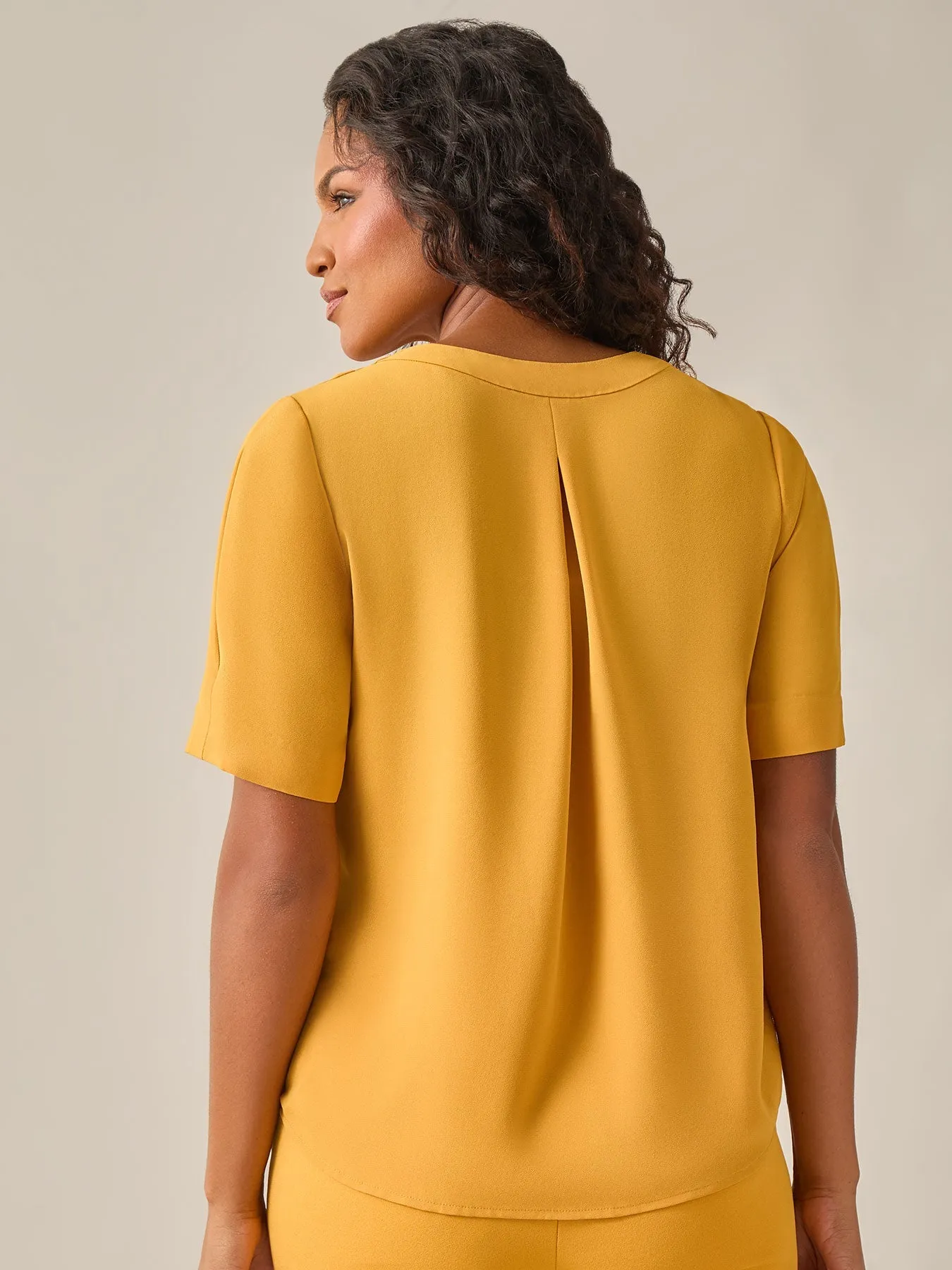 Plus Size Everyday V-Neck Blouse. Gold Signature