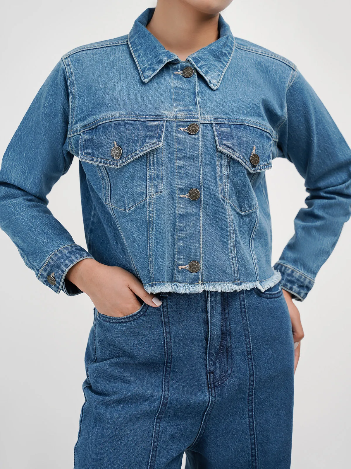 "MALIN" Cropped Designer Denim Jacket