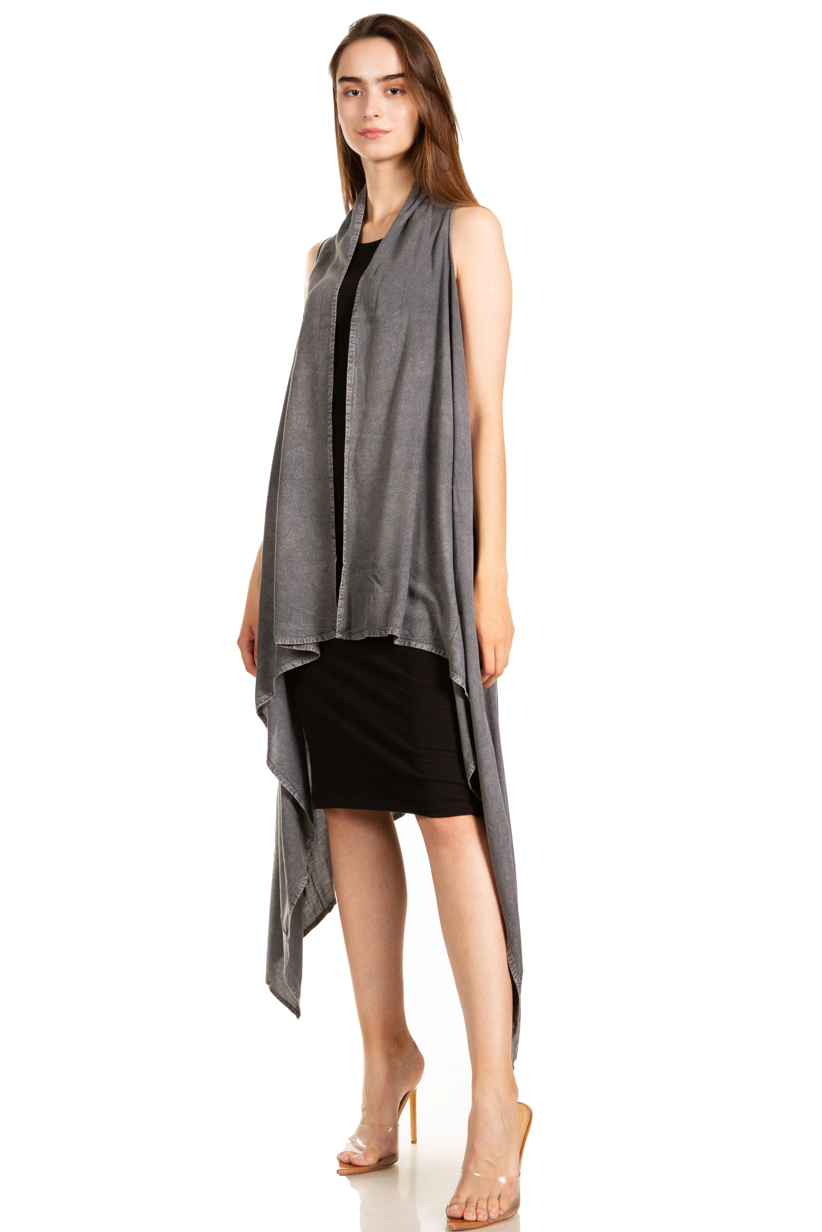 Sakkas Ivana Women's Oversized Draped Open Front Sleeveless Cardigan in Tie Dye