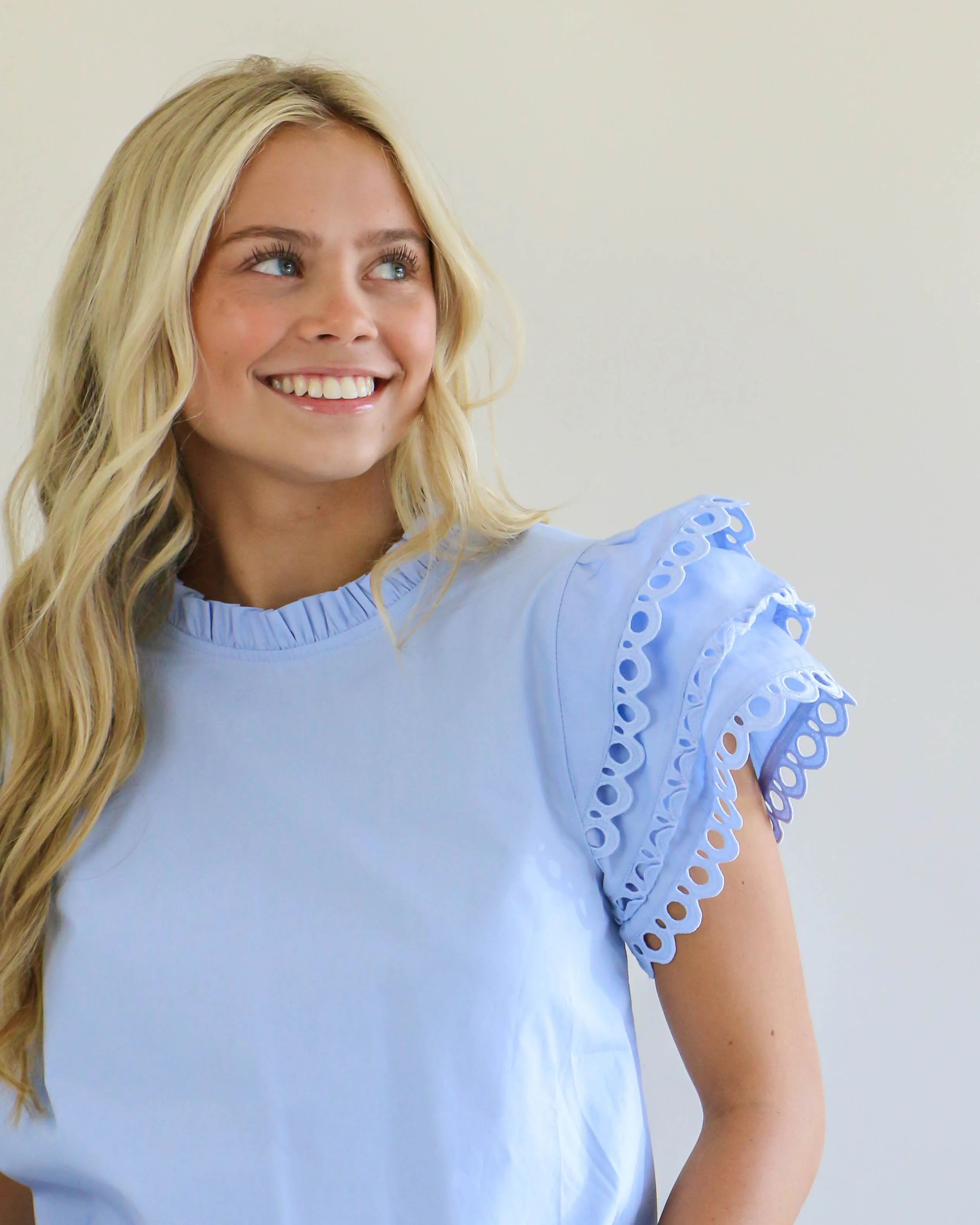 Sky Blue Poplin Top