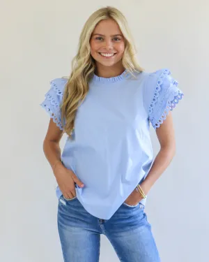 Sky Blue Poplin Top